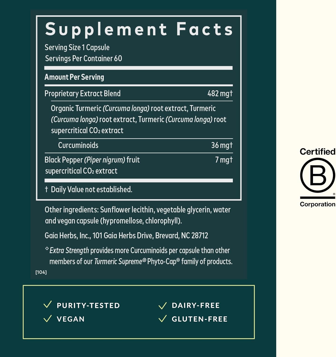 Gaia Herbs Turmeric Supreme Extra Strength - Supports Occasional Swelling from Normal Wear & Tear - with Turmeric Curcumin & Black Pepper - 60 Vegan Liquid Phyto-Capsules (Up to 60-Day Supply)