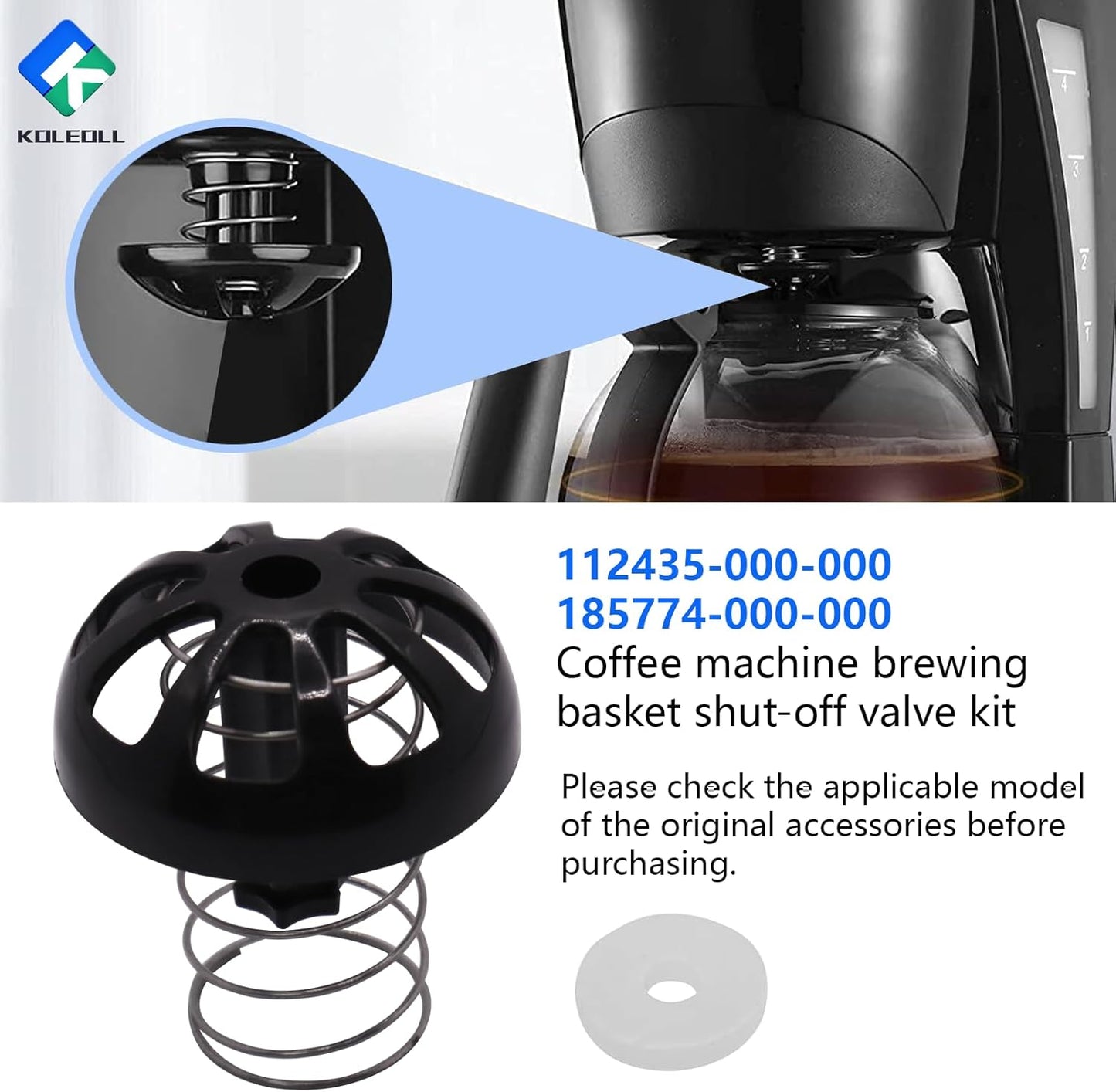 2 Pack Coffee Maker Brew Basket Stop Valve Kit 112435-000-000 185774-000-000 Compatible with Hamilton Beach Coffee Makers 990117900 990237500