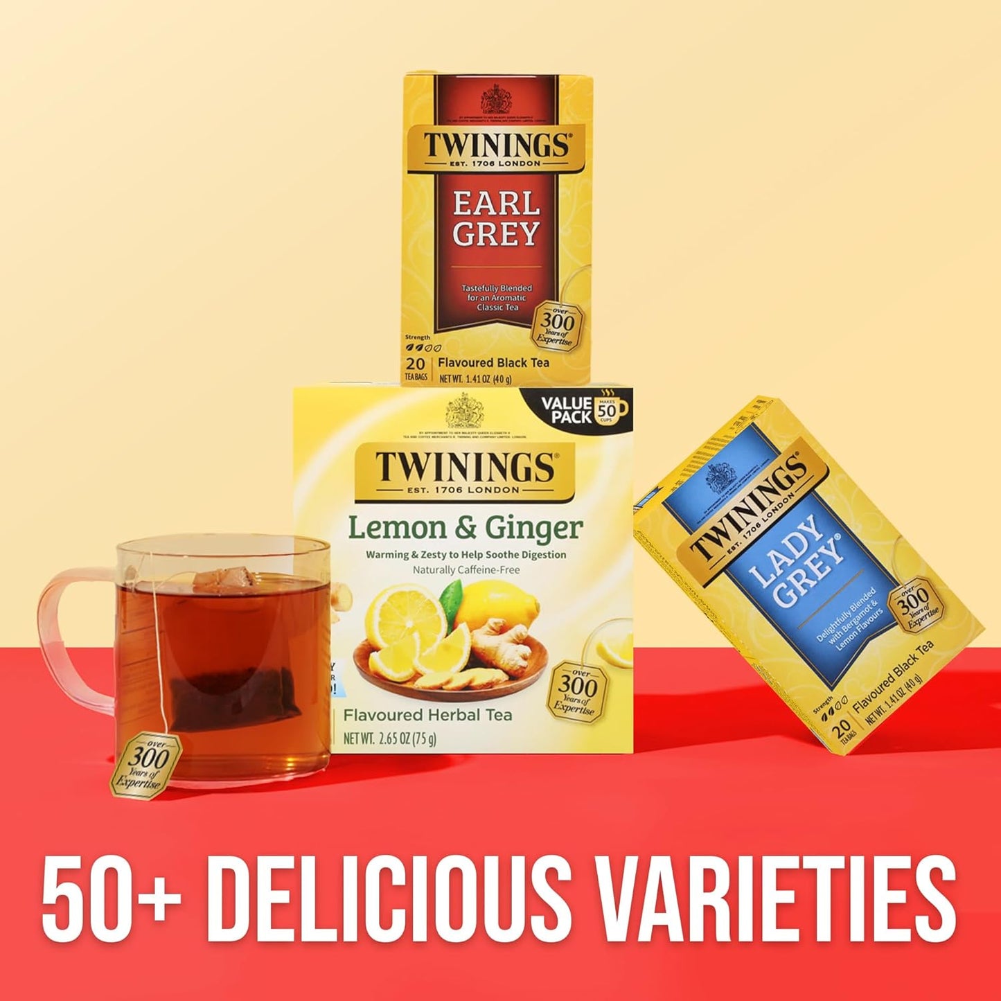 Twinings Lady Grey Black Tea Individually Wrapped Bags, 20 Count (Pack of 6), Orange & Lemon Peel with a Hint of Bergamot, Caffeinated, Enjoy Hot or Iced, 120 Teabags