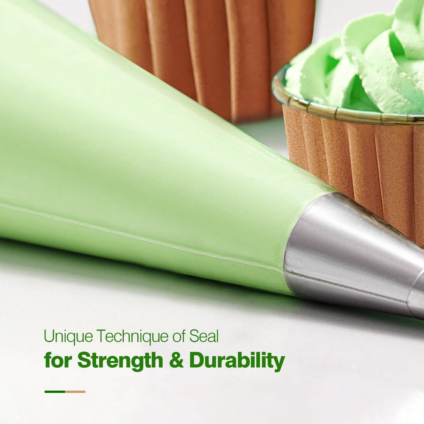 Keenpioneer Disposable Piping Bags, Biobased, 21 Inch, Extra Thick Cake Decorating Pastry Bags, Pack of 100 in a Dispenser Box, Clear, Professional Grade for Chefs and Home Bakers