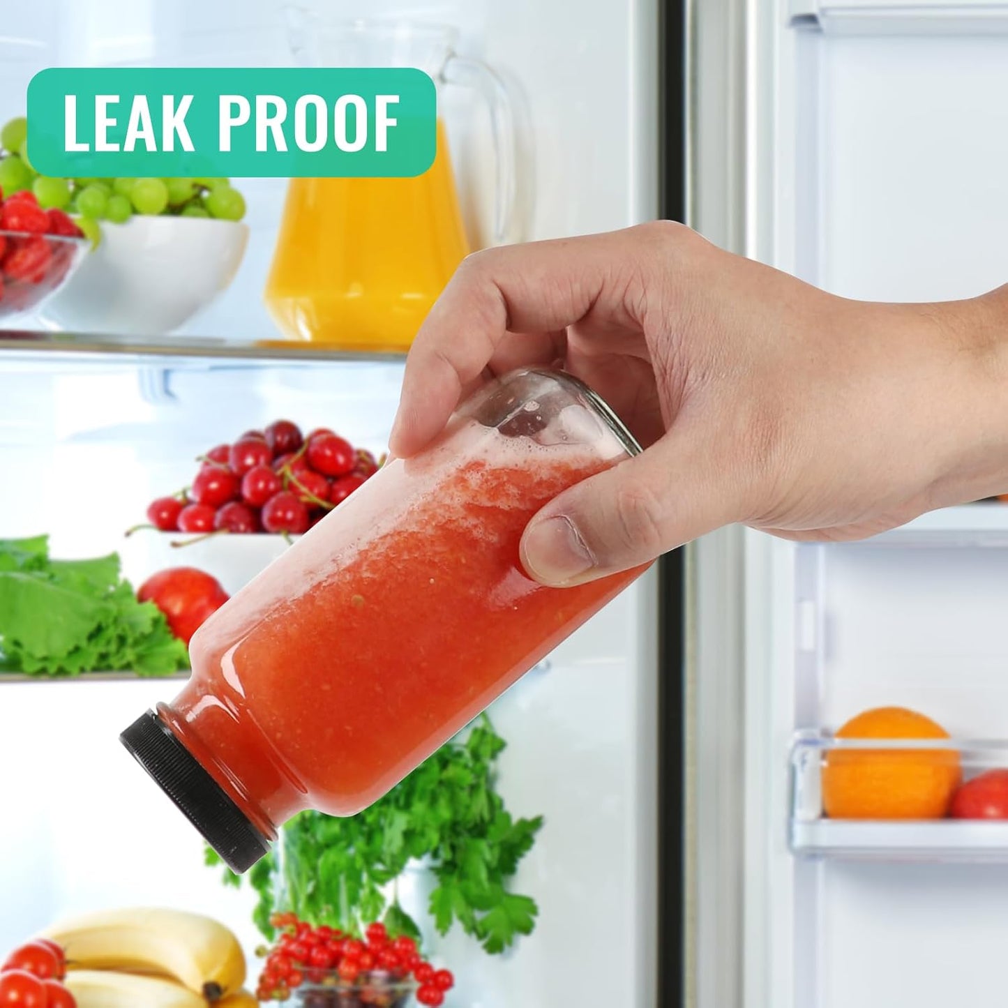 8 oz Glass Juice Bottles with Lids 3 Pack,Reusable Glass Drink Bottles,250ml Water Drinking Jars for Milk,Juicing,Kombucha,Ginger,Beverage Glassware,Juice Drinking Jars