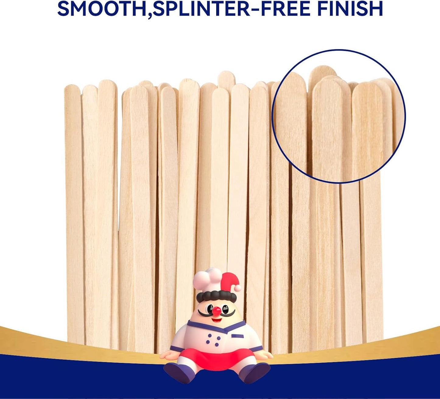 JOLLY CHEF 1000 Count Wood Coffee Stirrers, 7 inch Birch Coffee Stir Sticks, Wooden Sticks for Coffee, Tea and Beverage