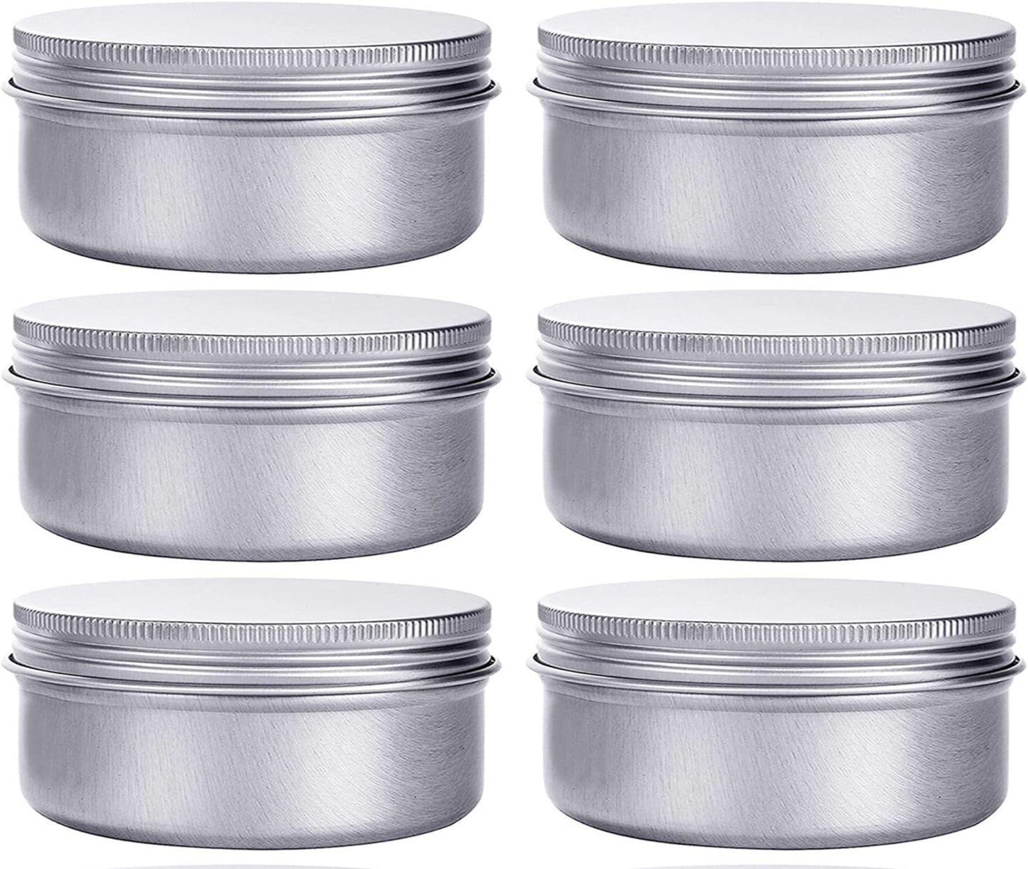 6 Ounce Aluminum Cans 180 mL Screw Lid Metal Storage Tins Containers for Storing Spices, Candies, Lip Balm, Candles, 12 Pcs.