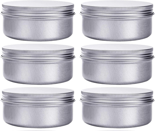 6 Ounce Aluminum Cans 180 mL Screw Lid Metal Storage Tins Containers for Storing Spices, Candies, Lip Balm, Candles, 12 Pcs.