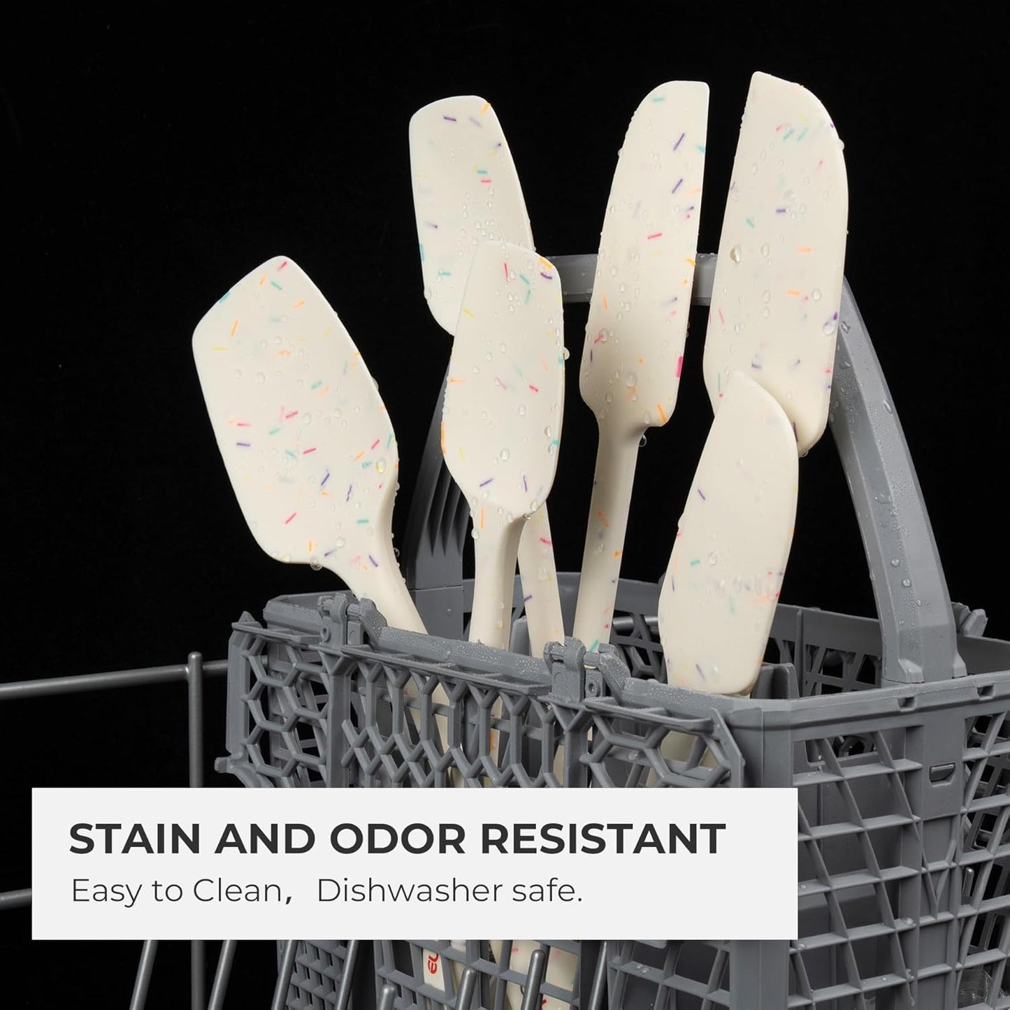 Elihome Classic Silicone Spoonula - Non-Stick Heat Resistant Silicone Scraper Spatula for Mixing, Serving, Scraping, Stirring, and More - 11 Inch, Sprinkles