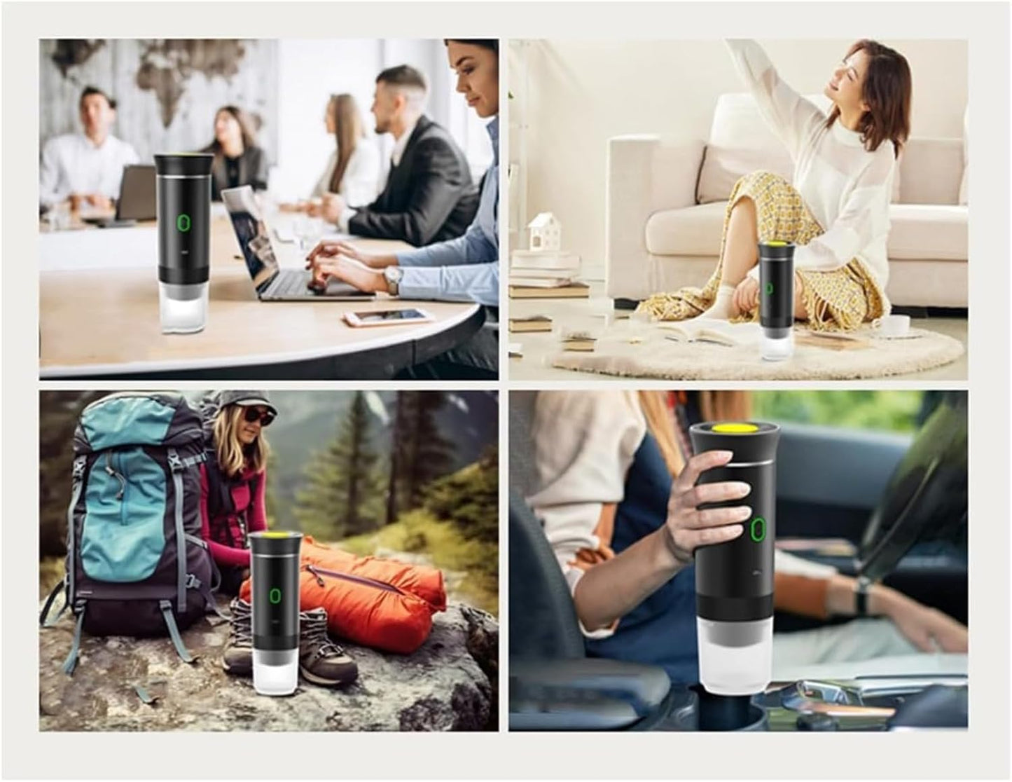 Esprova Portable Espresso Machine, Portable Electric Coffee Maker for Travel Camping, 3-in-1 Self-Heating Espresso Maker, Compatible with Ground Coffee and Capsules, Compact Lightweight (Silver)