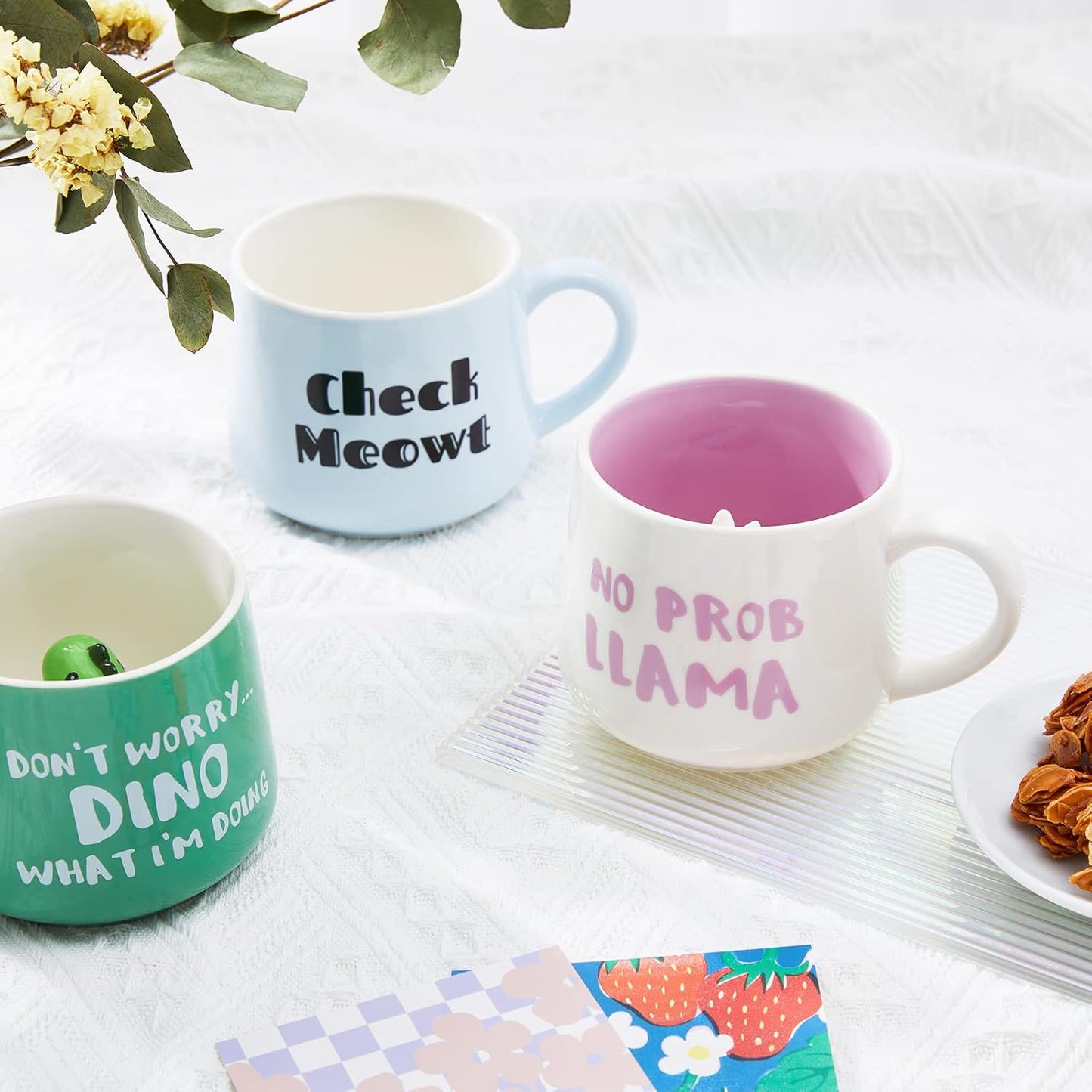 Unicorn Ceramic Cup Hidden 3D Animal Inside Mug,12 oz Cute Cartoon Handmade Figurine Mugs,Christmas Birthday Surprise for Friends Family or Kids (Unicorn)