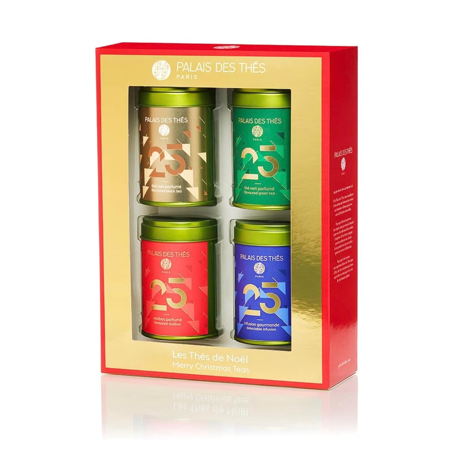 Palais des Thés - N°25 Holiday Collection Miniatures Box Gift Set - Assortment of Black, Green, Herbal, and Rooibos Teas - Variety Pack of 4 Loose Leaf Tins