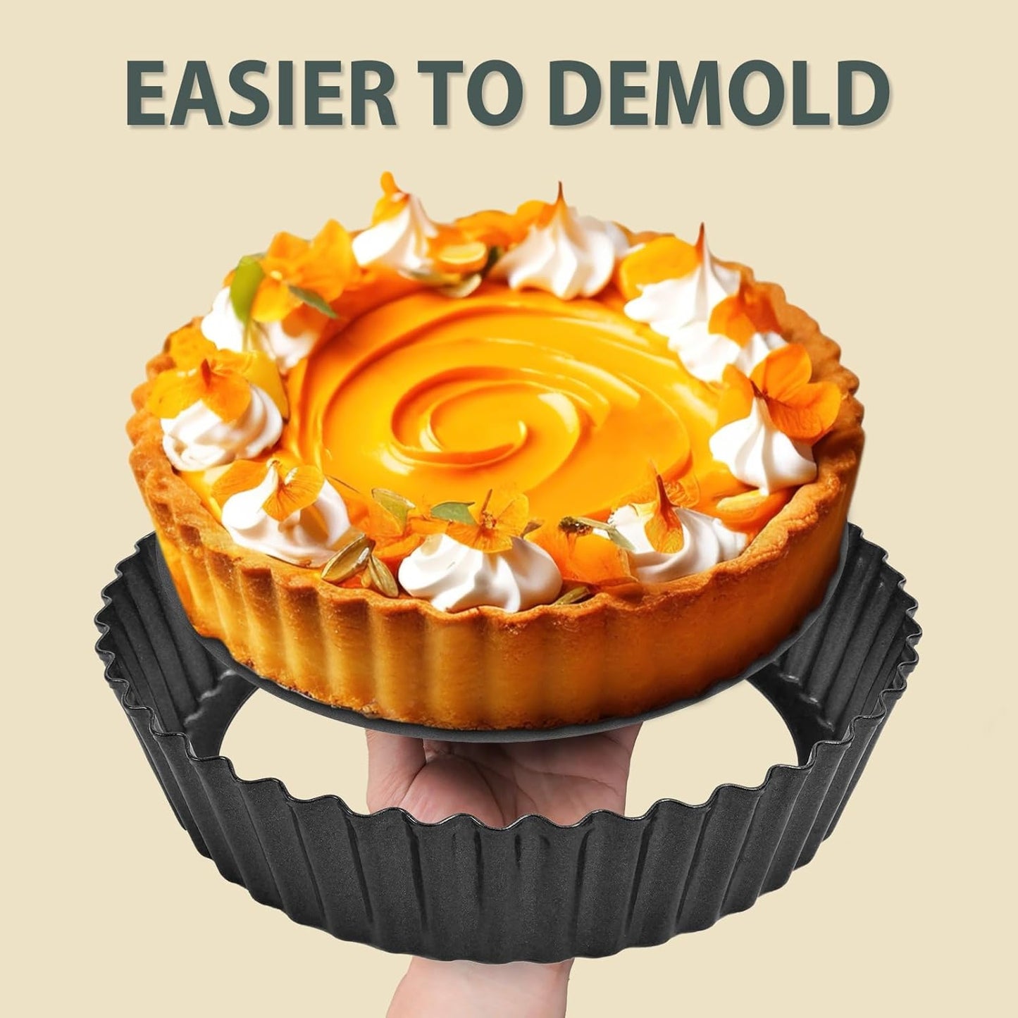 2 Pack 9.5 inches Pie Pan with Removable Bottom for Baking, Deep Quiche Tart Pan Non Stick for Oven, Fluted Pie Dish Plate Tin for Apple, Pot Pies, Cheesecakes and Desserts