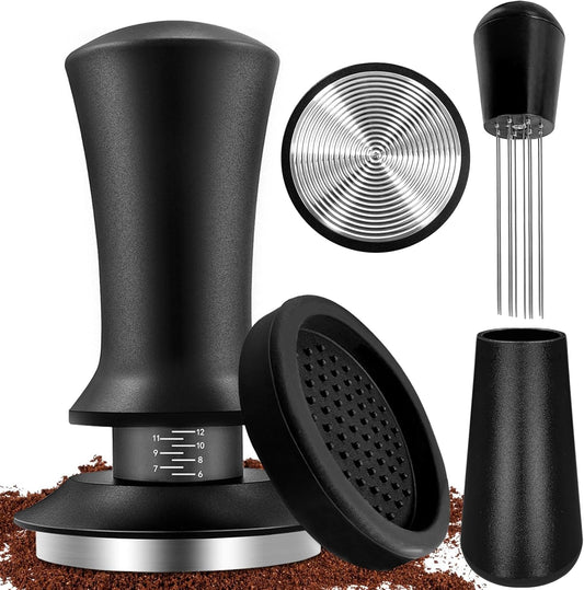 51mm Espresso Accessories Kit, Coffee Tamper Set, Spring Loaded Calibrated Tamper, WDT Tool Espresso and Tamper Mat, 51mm Espresso Tamper Kit for Espresso Coffee Machines, Barista Kit