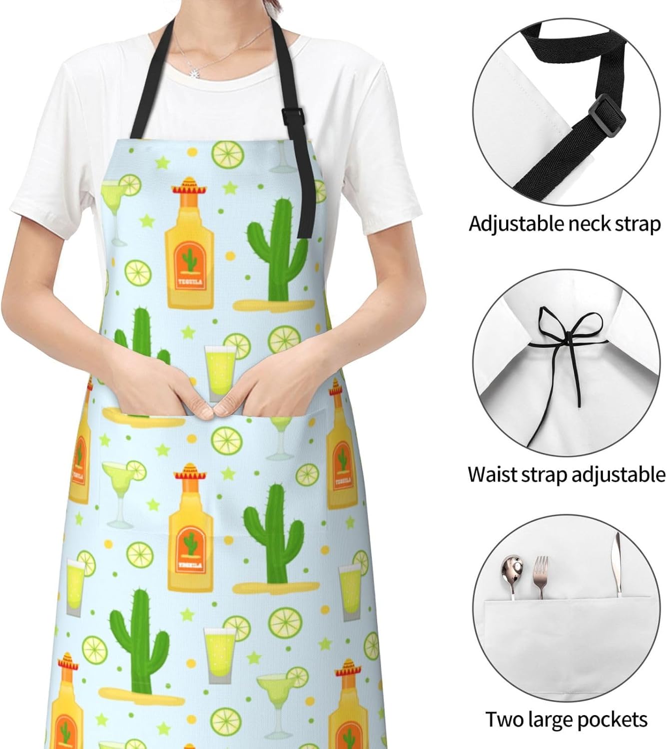 Flamingo Apron Baking Aprons Novelty Cooking Chef Gift Bbq Grilling With 2 Pockets Kitchen Apron
