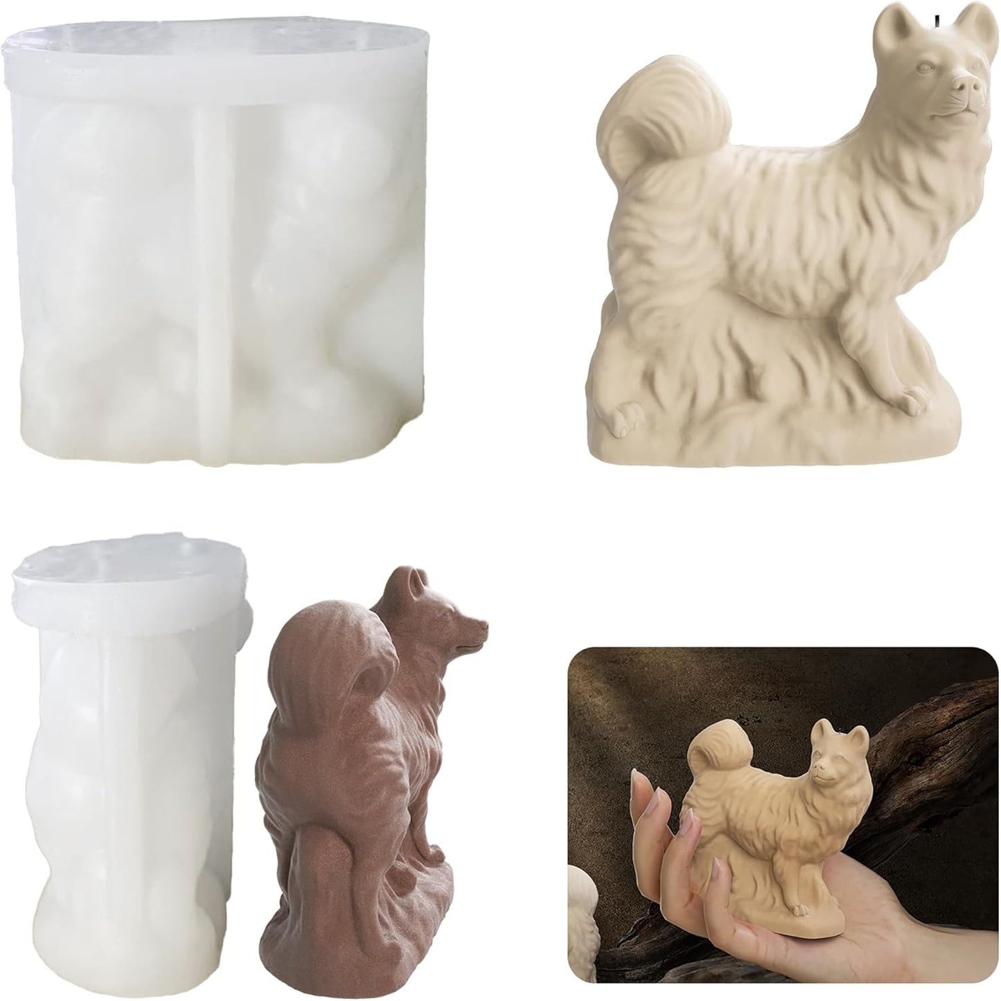 3D Dog Animal Silicone Molds - Dog Resin Casting for Candle Making & Home Decor