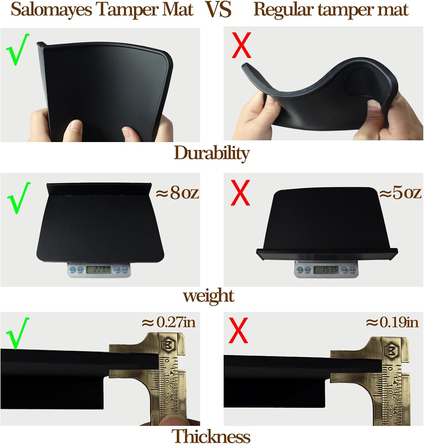 Espresso Tamping Mat 8"x6" – Compact Non-Slip Silicone Tamper Mat, Food-Grade Coffee Tamping Station for Home Baristas, Essential Espresso Accessories