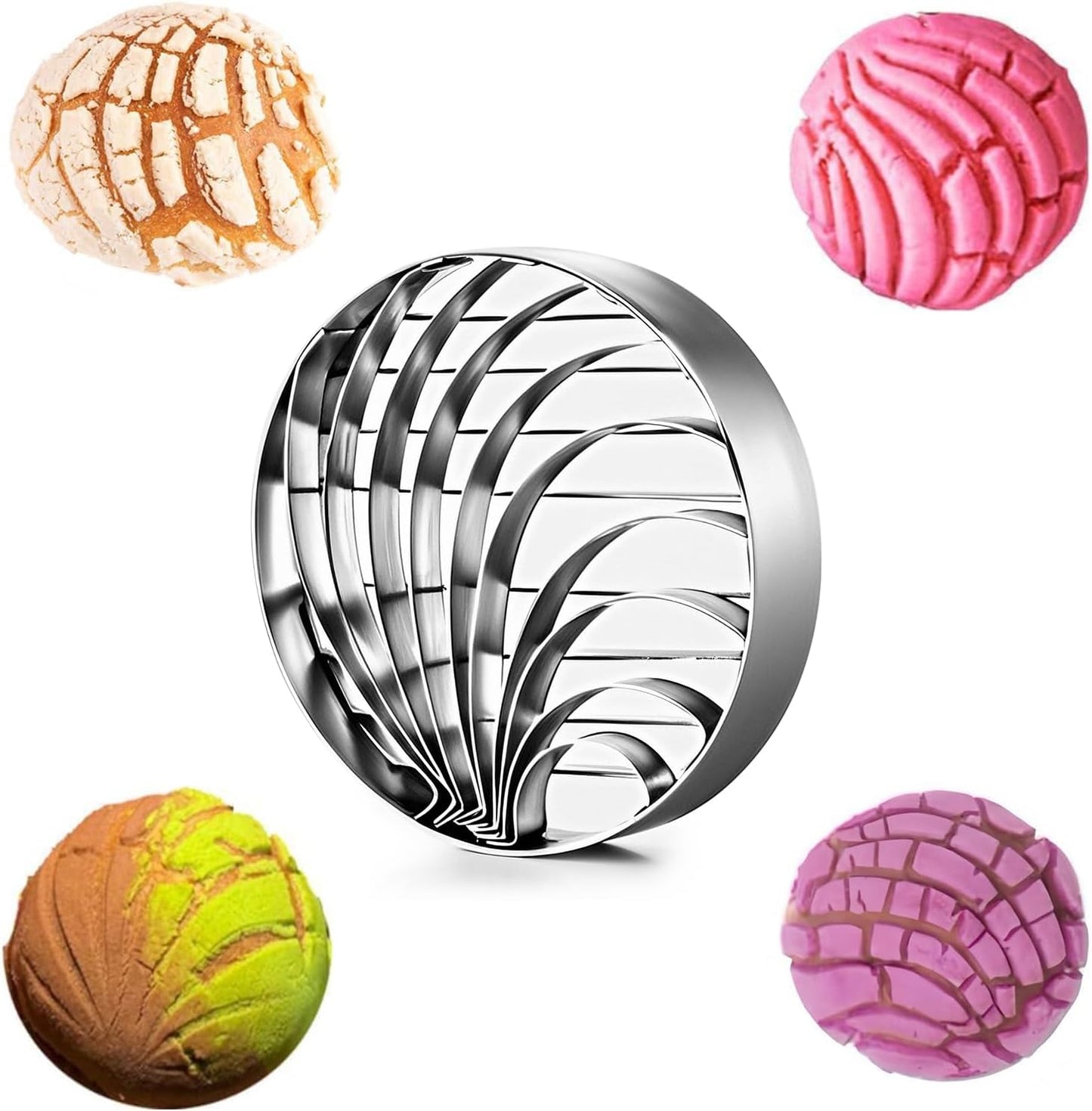 Concha Cutter Mexican Bread Mold - 4.1 Inch Stainless Steel, Two-Sided Concha Stamp for Pan Dulce, Premium Metal Bread Shape Cutter, Cortadora De Pan Mexicano