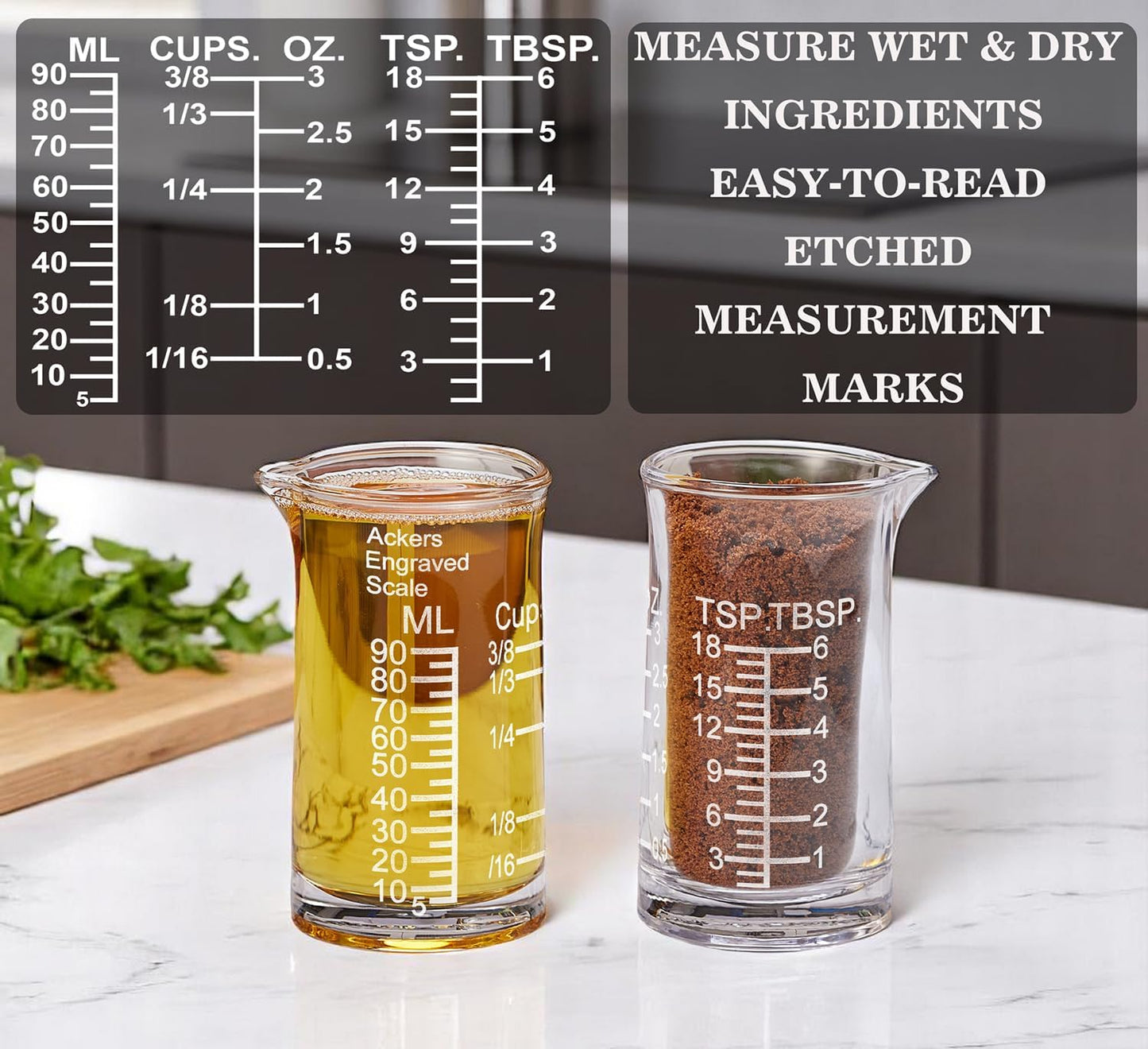 Ackers Shot Glass Etching Scale Measuring Cup 3 Ounce/90ML Liquid Heavy High Espresso Glass Cup