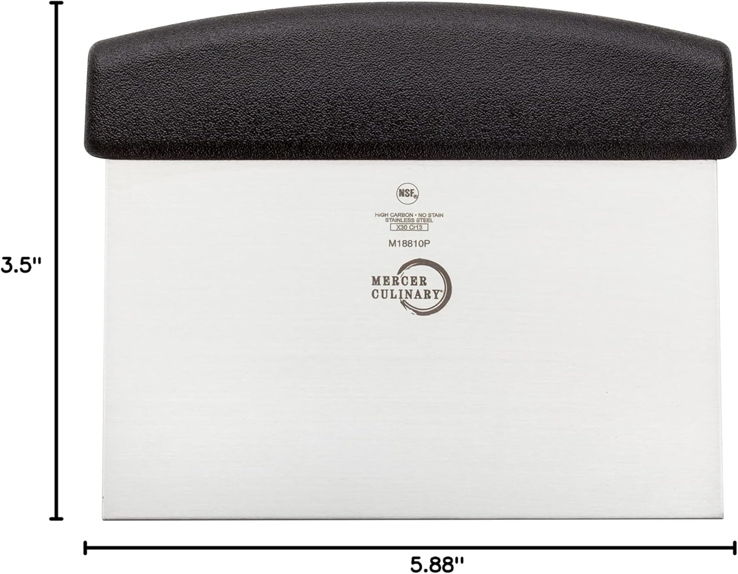 Mercer Culinary Millennia Bench Scraper, 5 7/8 Inch X 3 1/2 Inch Blade, Black Handle