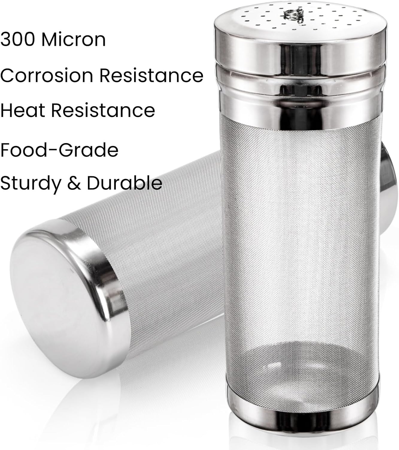 2 Pack Beer Dry Hopper Filters, 2.8 x 7 inch 300 Micron Mesh Hop Strainer with Lid, Stainless Steel Beer Hop Spider with Nylon Bristles, Brewing Filters Straining Keg for Home Coffee Wine Juice