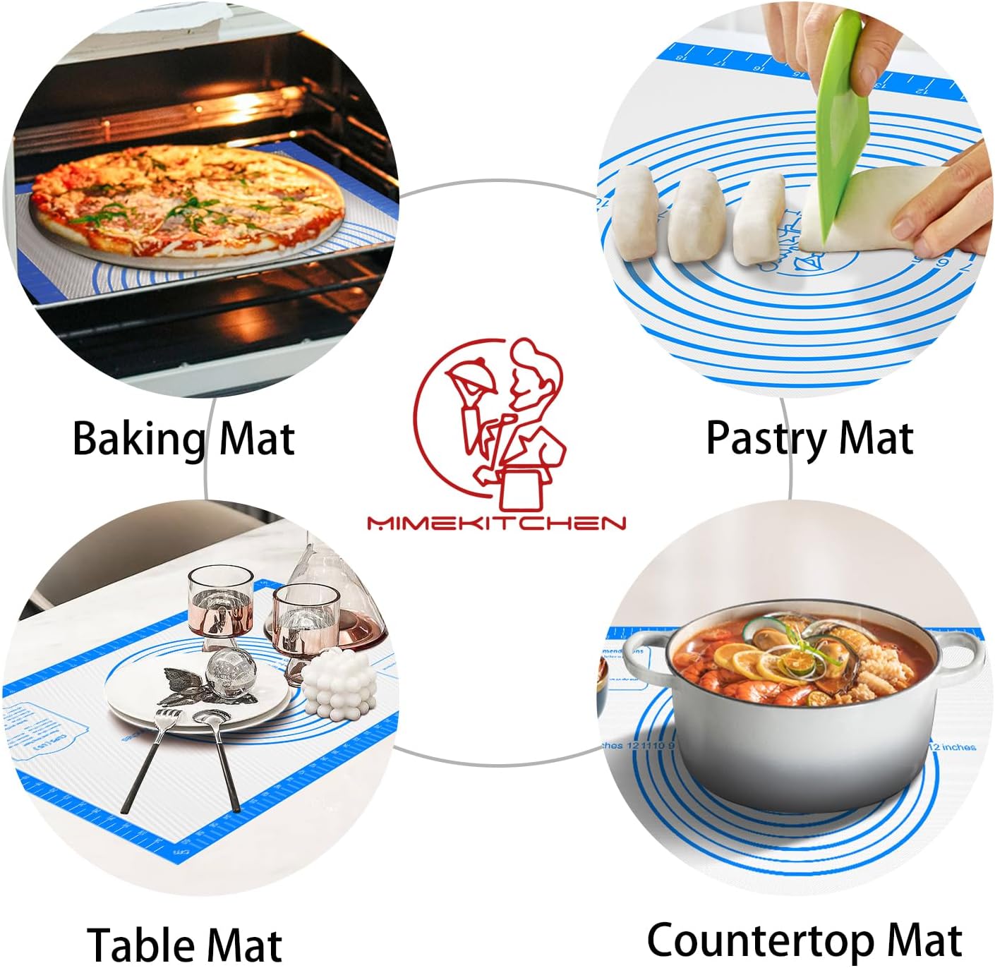 Non Stick Silicone Pastry Mat, Macaron Silicone Baking Mat for Making Pizza Cookie Bread,Pie Crust Oven Liner, Mat Non-Slip Fondant Mat Extra Large 32" x 24"