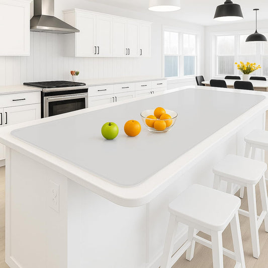 Silicone Baking Mat 35.4"x23.6" Food Grade Silicone Mats for Kitchen Counter Large Countertop Protector Mat with Edge Heightening Non-Slip Heat Resistant Mats for Countertop Easy Clean Transparent