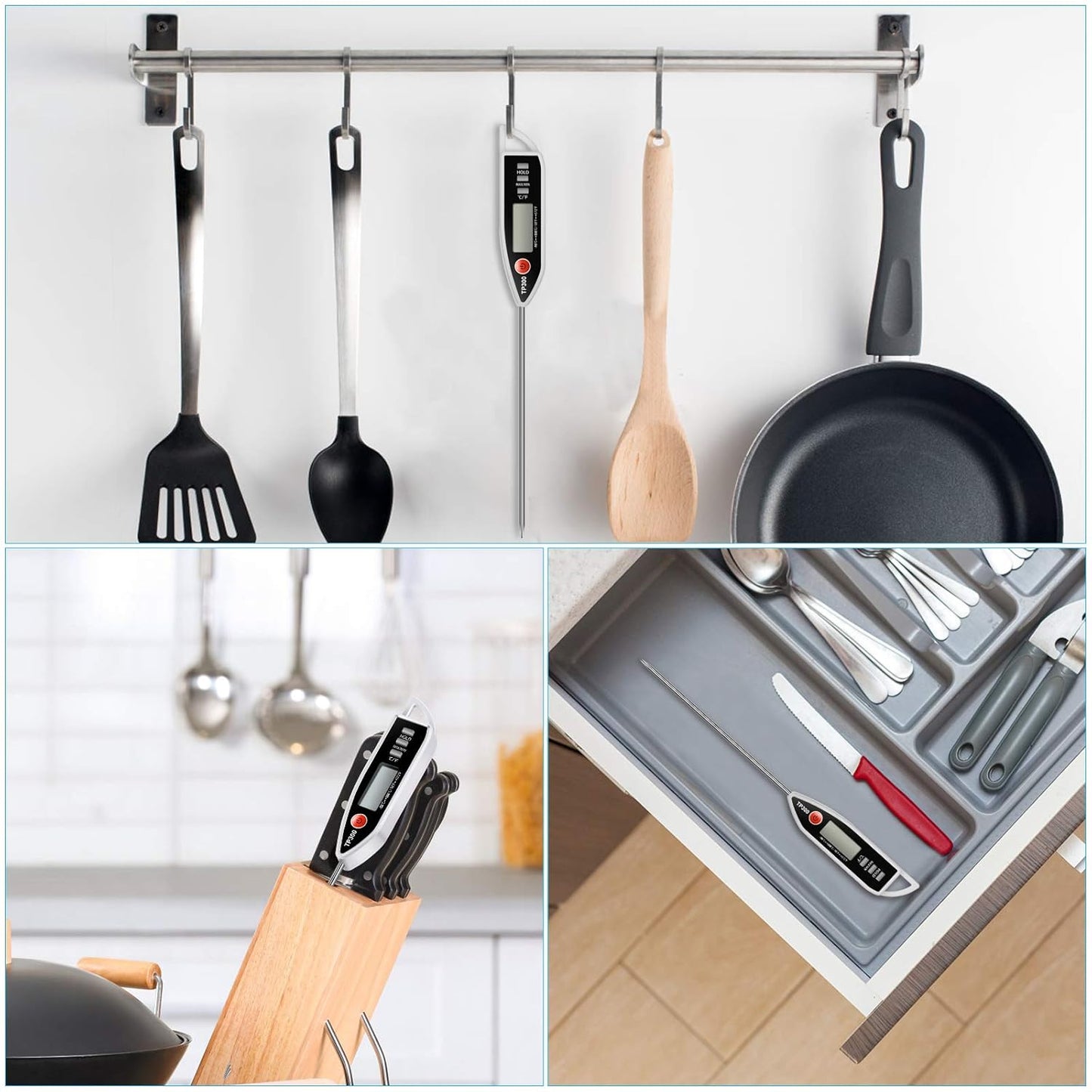 Meat Food Thermometer, Digital Candy Cooking Thermometer, Kitchen Cooking Thermometer Instant Read for BBQ Grill, Oil, Milk, Bath Water, Deep Fry, Candle Temperature