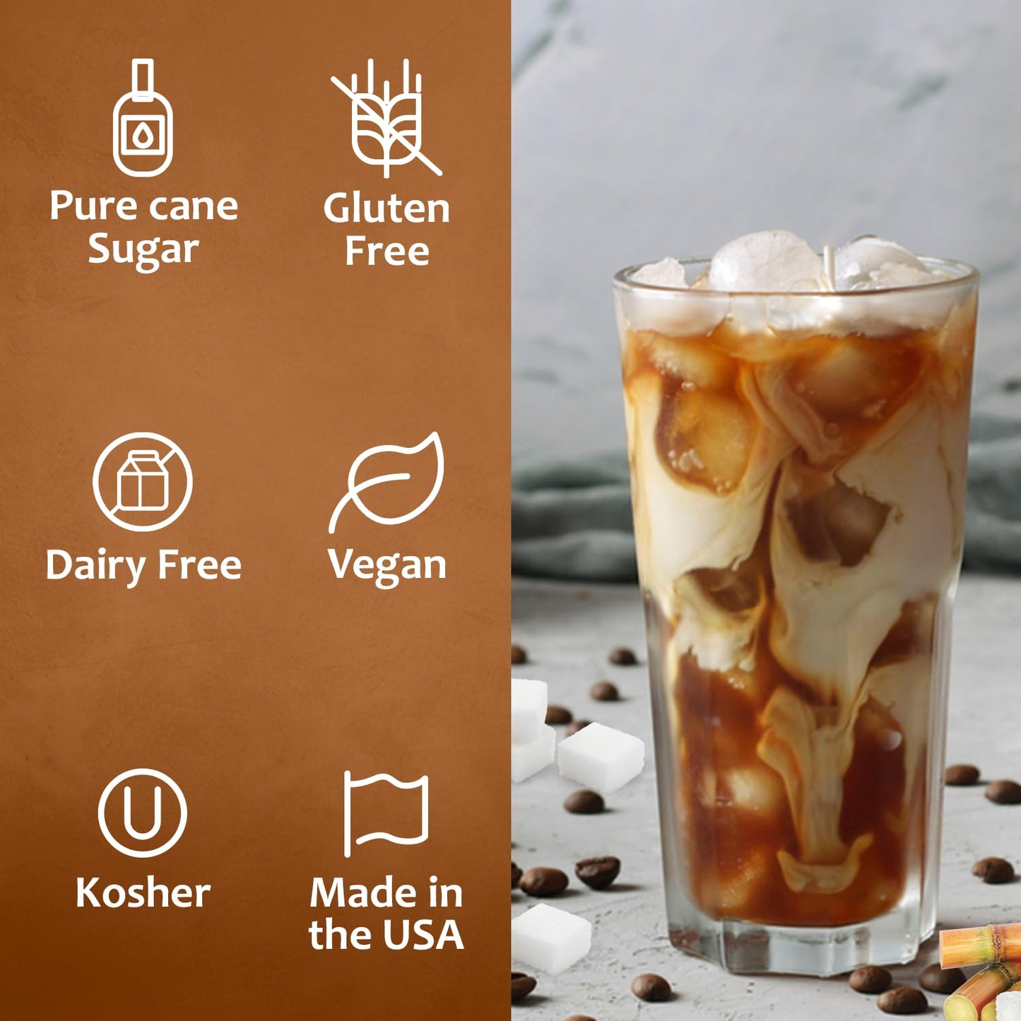 Syruvia Cane Sugar Sweetener Coffee Syrup - 25.4 fl oz. Premium Coffee Flavoring Syrup. Kosher and Gluten-Free. Perfect for Enhancing Drinks, Sodas, Shakes, Desserts, and More.