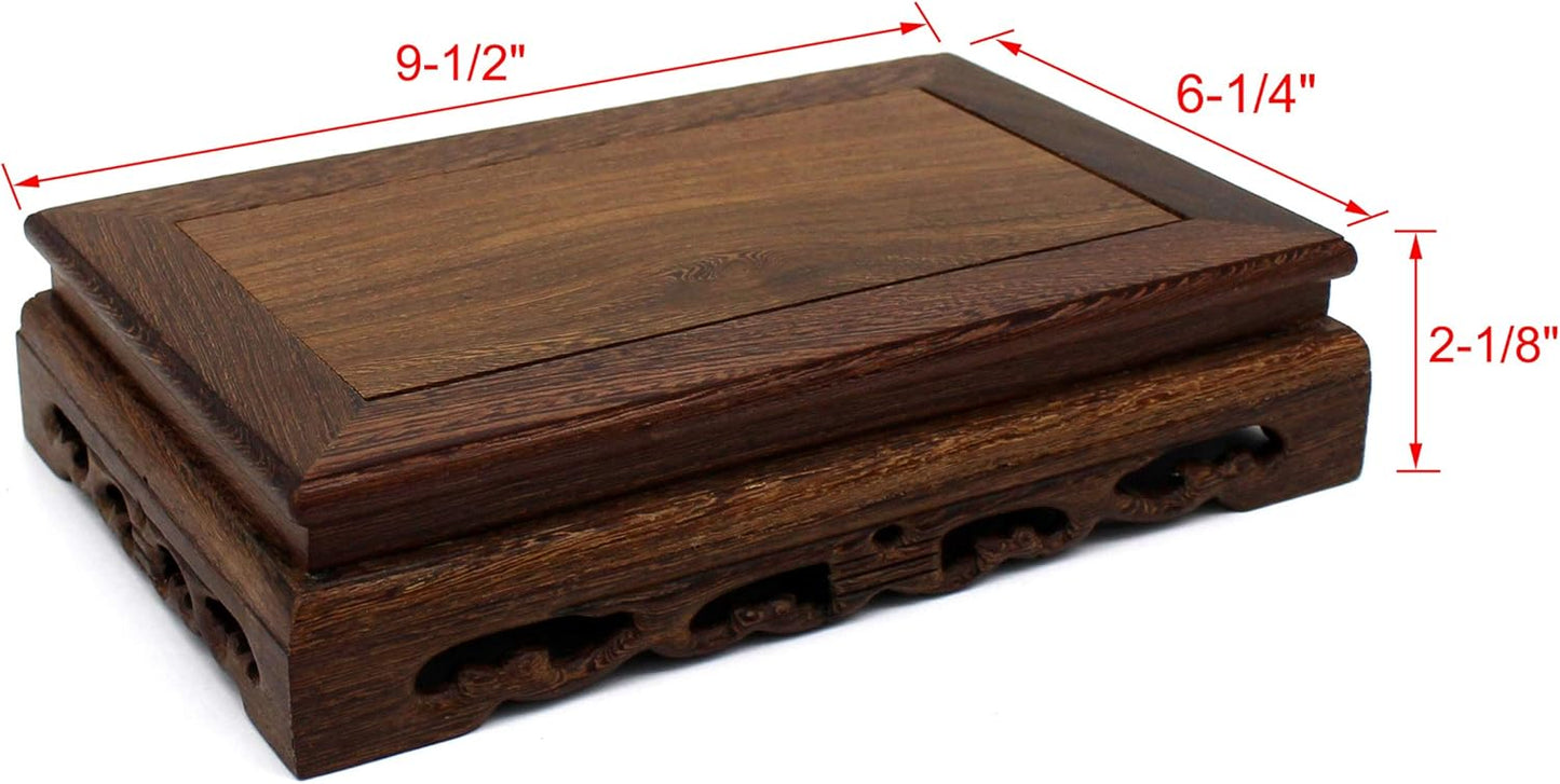 CVHOMEDECO. Primitives Rustic Rosewood Rectangle Display Stand Vase Pot Base Fishbowl Pedestal Stand. (9-1/2 Inch)