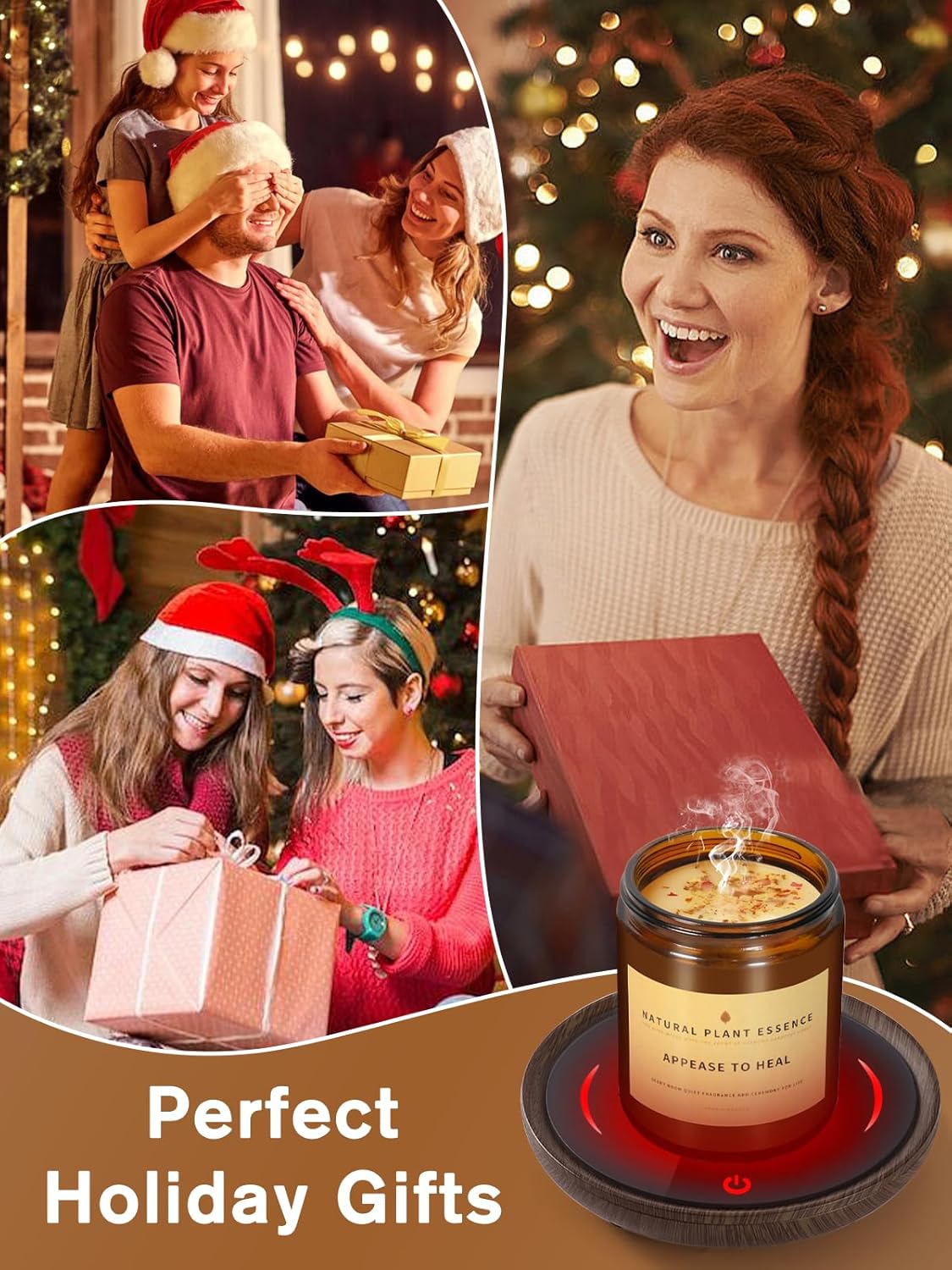 PUSEE Candle Mug Warmer, Gravity-Induction Coffee Mug Warmer for Desk with 2 Temp Settings, Auto Shut Off Coffee Cup Warmer, Beverage Warmers Heating Plate for Coffee, Tea, Milk and Candle Wax