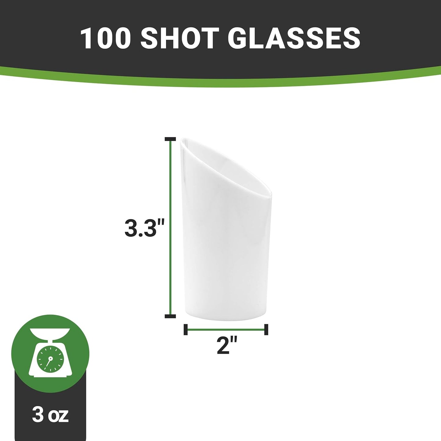 Restaurantware 3 Ounce Shot Glasses 100 Round Incline Cups - With White Finish Disposable Plastic Shot Glasses For Serving Samples At Wedding Banquets And Catered Events