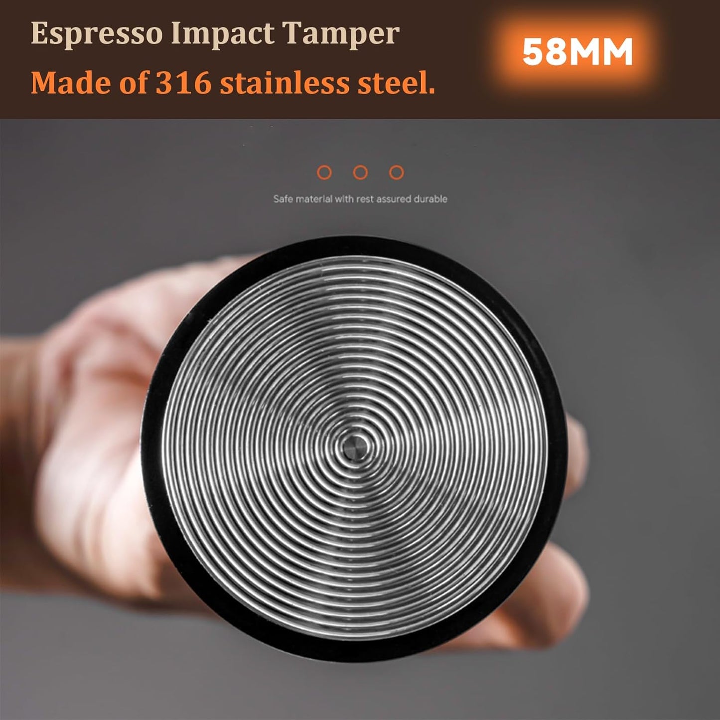 58mm Espresso Tamper,Impac Coffee Tool Espresso,Compatible WithE61, Flair 58, ECM etc.Portafilter 58mm,30lb,316 Stainless Steel. (58MM Black)