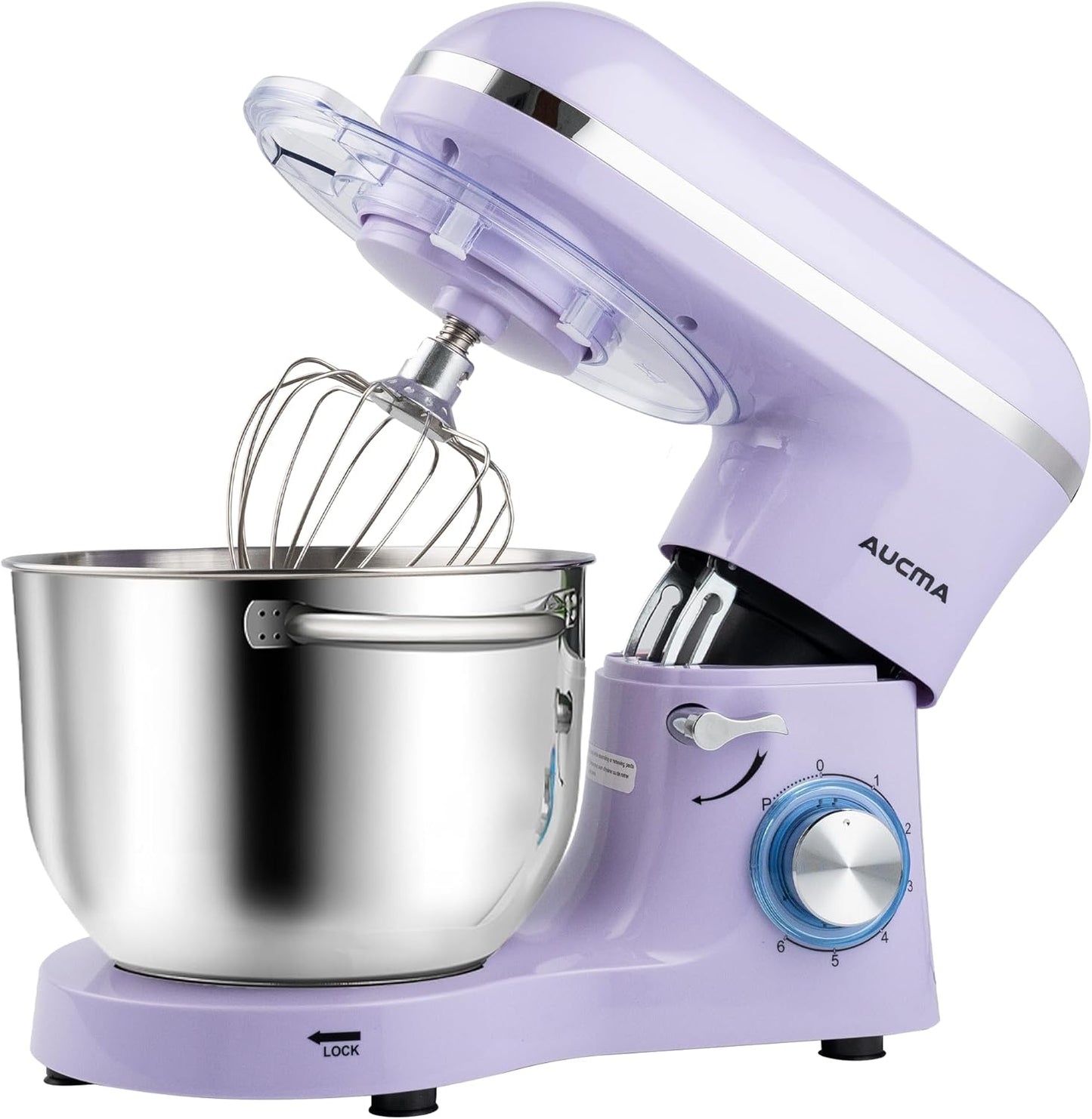 Aucma Stand Mixer,6.5-QT 660W 6-Speed Tilt-Head Food Mixer, Kitchen Electric Mixer with Dough Hook, Wire Whip & Beater (6.5QT, Lavender)
