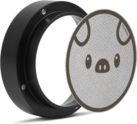 54mm Espresso Accessories Kit, Dosing Funnel and Puck Screen Set, Magnetic Coffee Funnel, 53.5mm Reusable Espresso Puck Screen, Espresso Tools(Piggy)