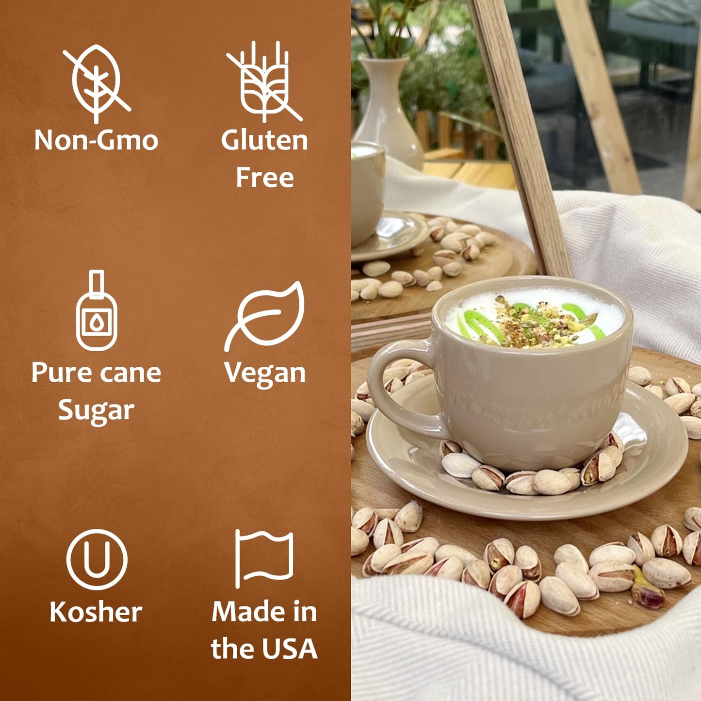 Syruvia Pistachio Latte Syrup & English Toffee Syrup - 25.4 fl oz. Premium Coffee Flavoring Syrup. Kosher, & Gluten-Free. Perfect for Enhancing Drinks, Smoothies, Sodas, Shakes, Desserts, & More.