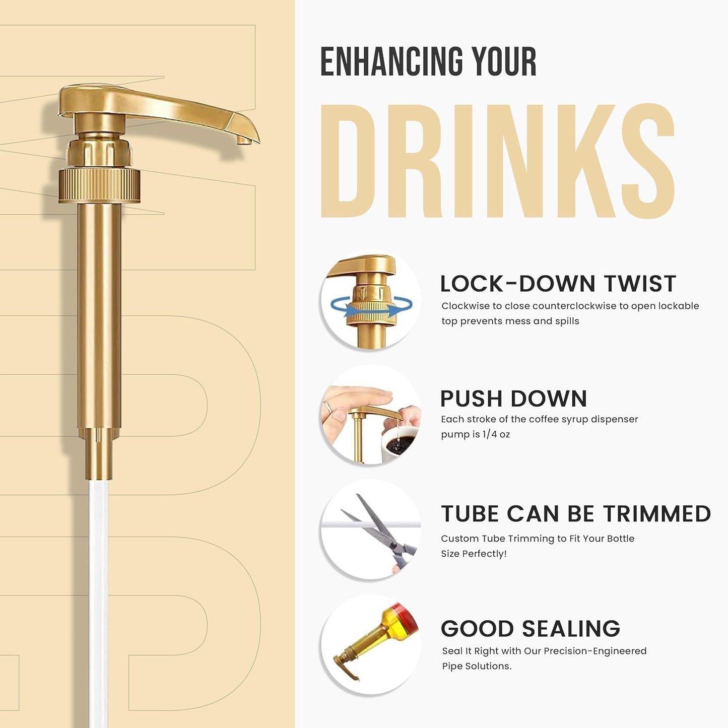 Jimoco® Syrup Pump Dispenser + Torani® Sugar Free French Vanilla Syrup, 25.4 oz - Coffee Syrup Pump & Flavoring Bundle