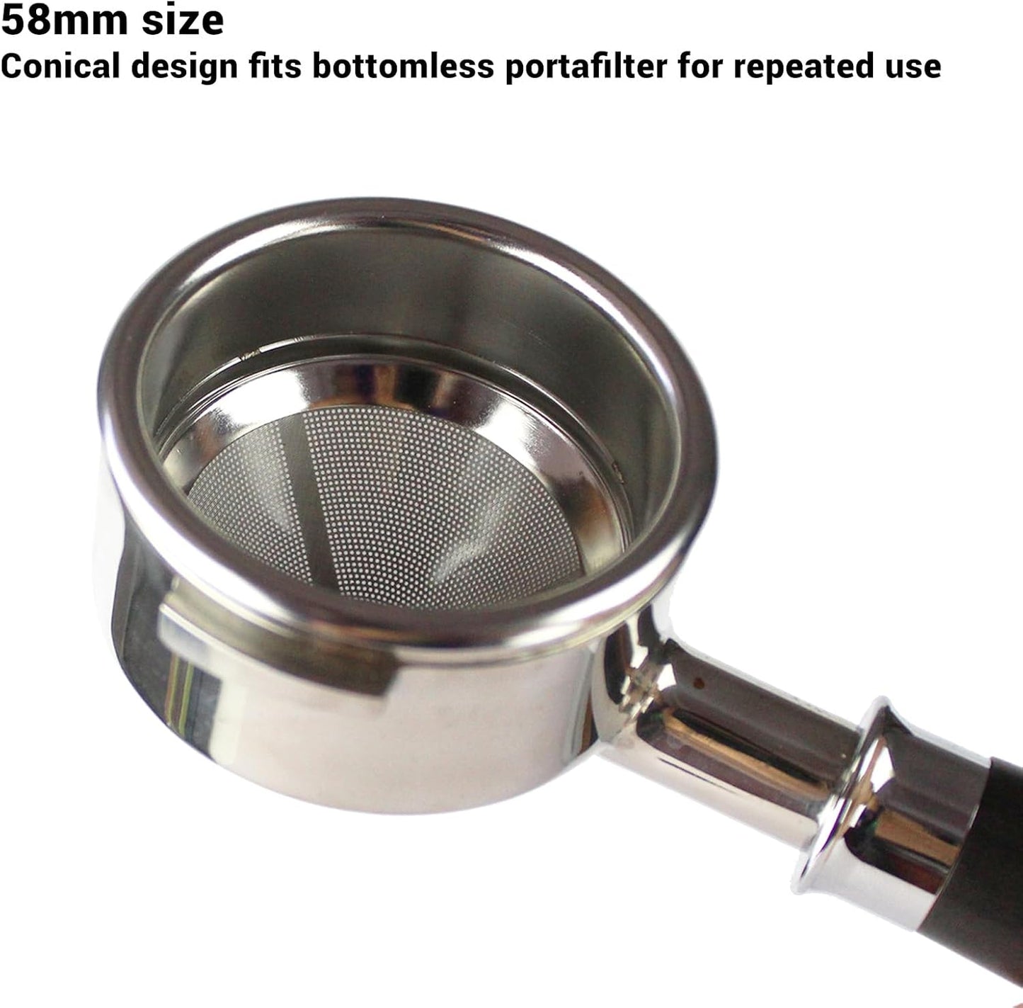 58mm High Extraction Filter Basket, Cone Shaped Precise Extraction Micro Sieve Filter Basket 304 Stainless Steel for Home, Coffee Shop Commercial Use