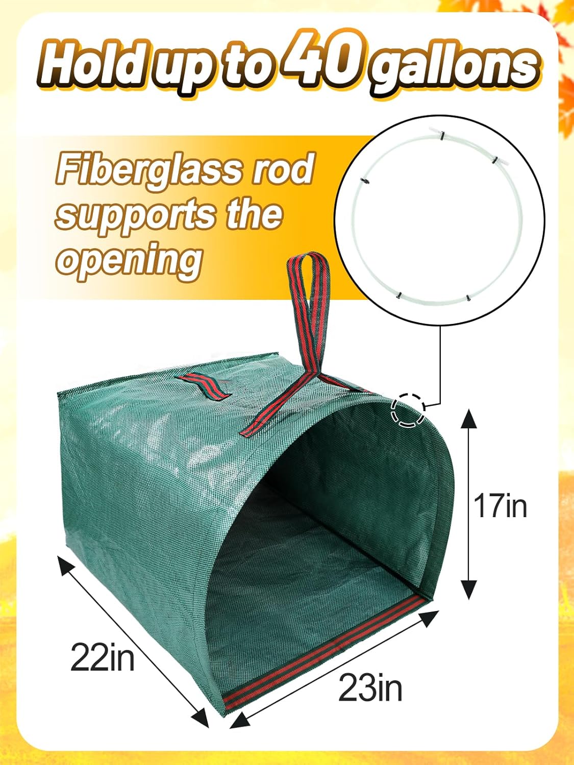 42" to 75" Adjustable Heavy-Duty Metal Leaf Rake with 25 Tines, Includes 40 Gal Reusable Dustpan-Type Lawn Bag