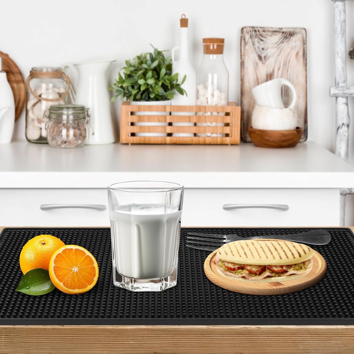 Extra Large (28 inch by 16 inch) Thick Rubber Service Bar Mat for Home Kitchen Counter Mat, Bartender Bar Mat, Dish Drying Mat, 1 Pack Black