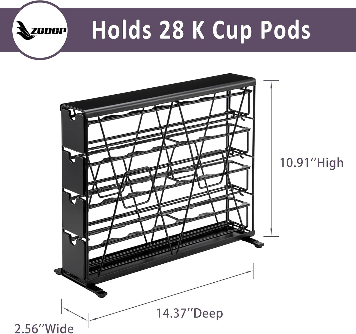 ZCDCP for K Cup Coffee Pod Holder, K Cup Holder Drawer Wall Mounted Coffee Pod Organiser (Holds 28 Coffee Pods)