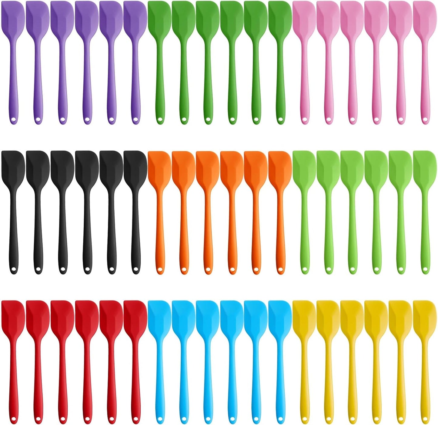 Hsei 54 Pieces Silicone Spatulas 8.1 Inch Rubber Spatula Heat Resistant Non Stick Flexible Cooking Scraper Baking Mixing Tool with Stainless Steel Inside for Kitchen Cookware Dishwasher Safe, 9 Colors