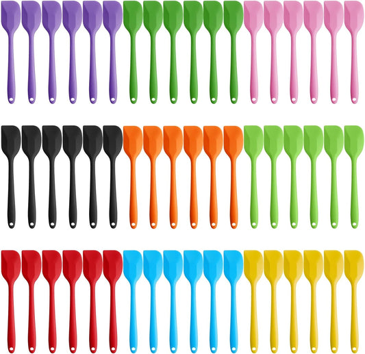 Hsei 54 Pieces Silicone Spatulas 8.1 Inch Rubber Spatula Heat Resistant Non Stick Flexible Cooking Scraper Baking Mixing Tool with Stainless Steel Inside for Kitchen Cookware Dishwasher Safe, 9 Colors