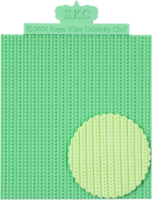KALAIEN Sweater Texture Fondant Impression Mats Knit Fondant Embosser Texture Mats for Clay Cake Decorating Fondant Molds 1Pcs(Style 1)