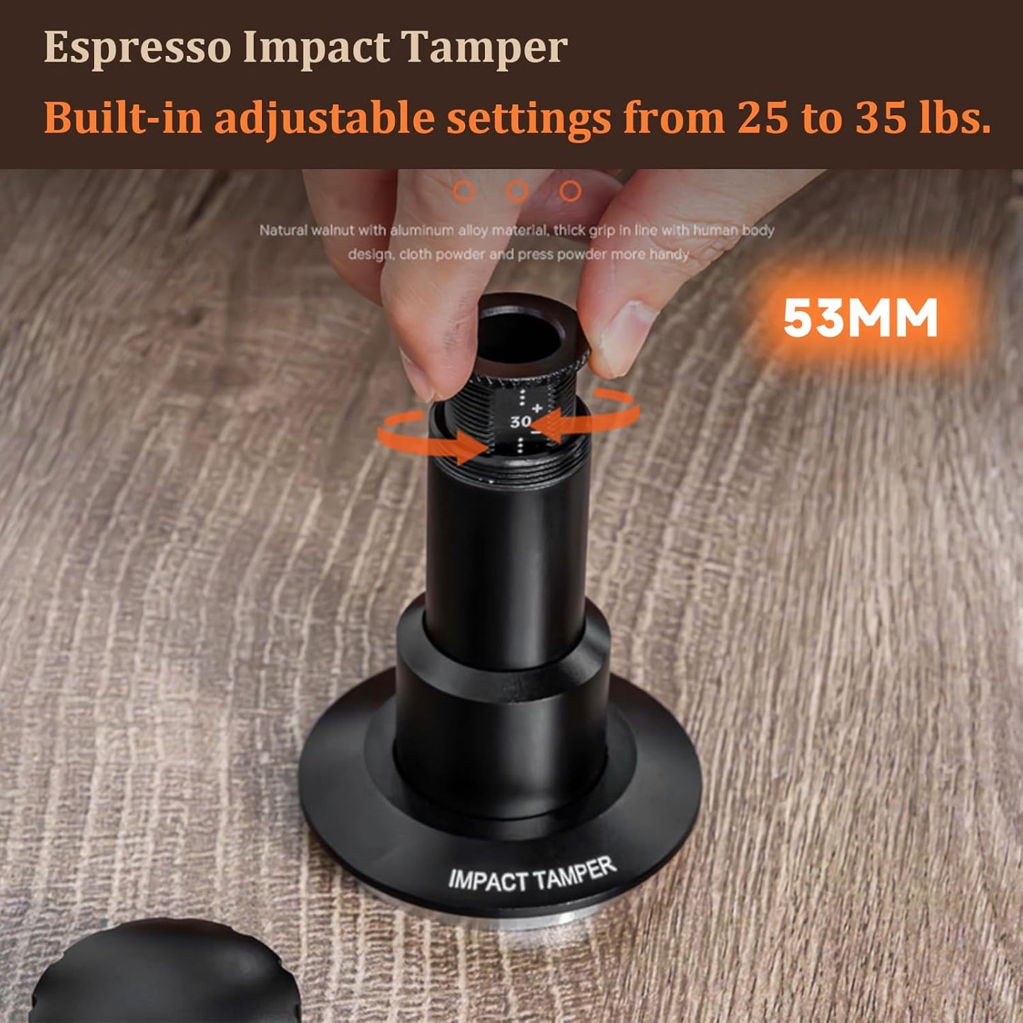 53mm Espresso Tamper,Impac Coffee Tool Espresso,Compatible with Breville Portafilter 54mm,30lb,316 Stainless Steel. (53MM Black)