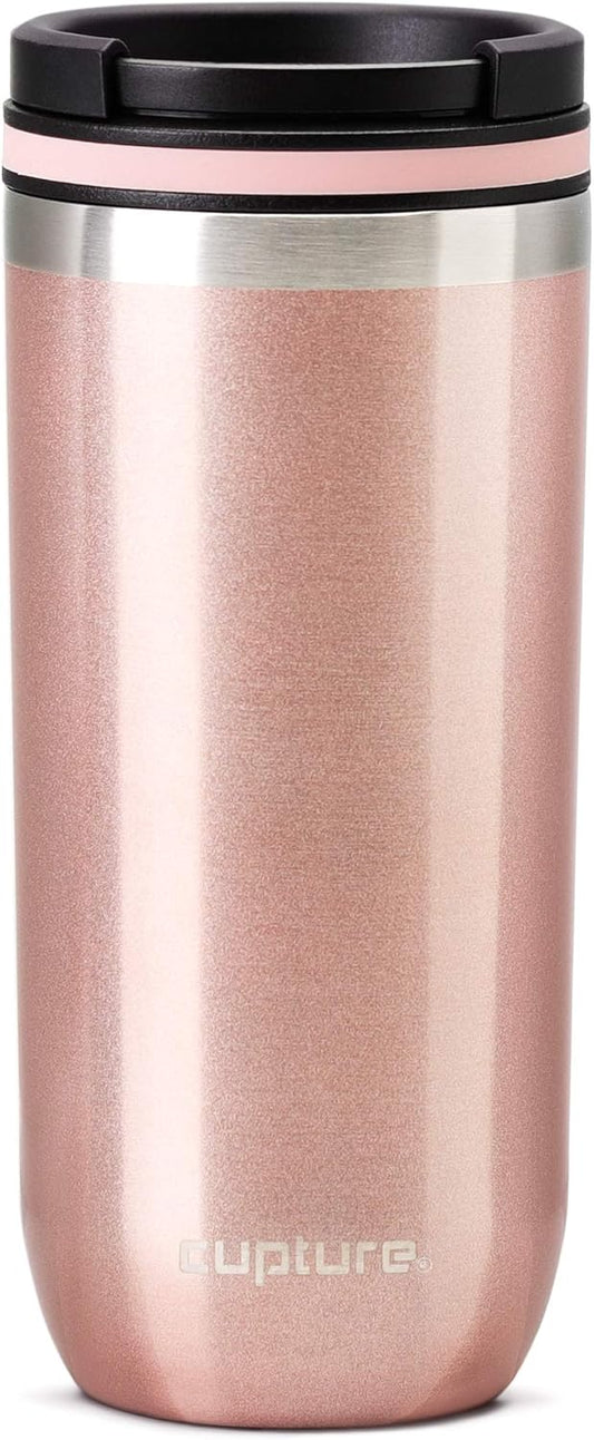 Cupture TWIST-TOP Vacuum-Insulated Stainless Steel Travel Mug, 16 oz, Rose Gold