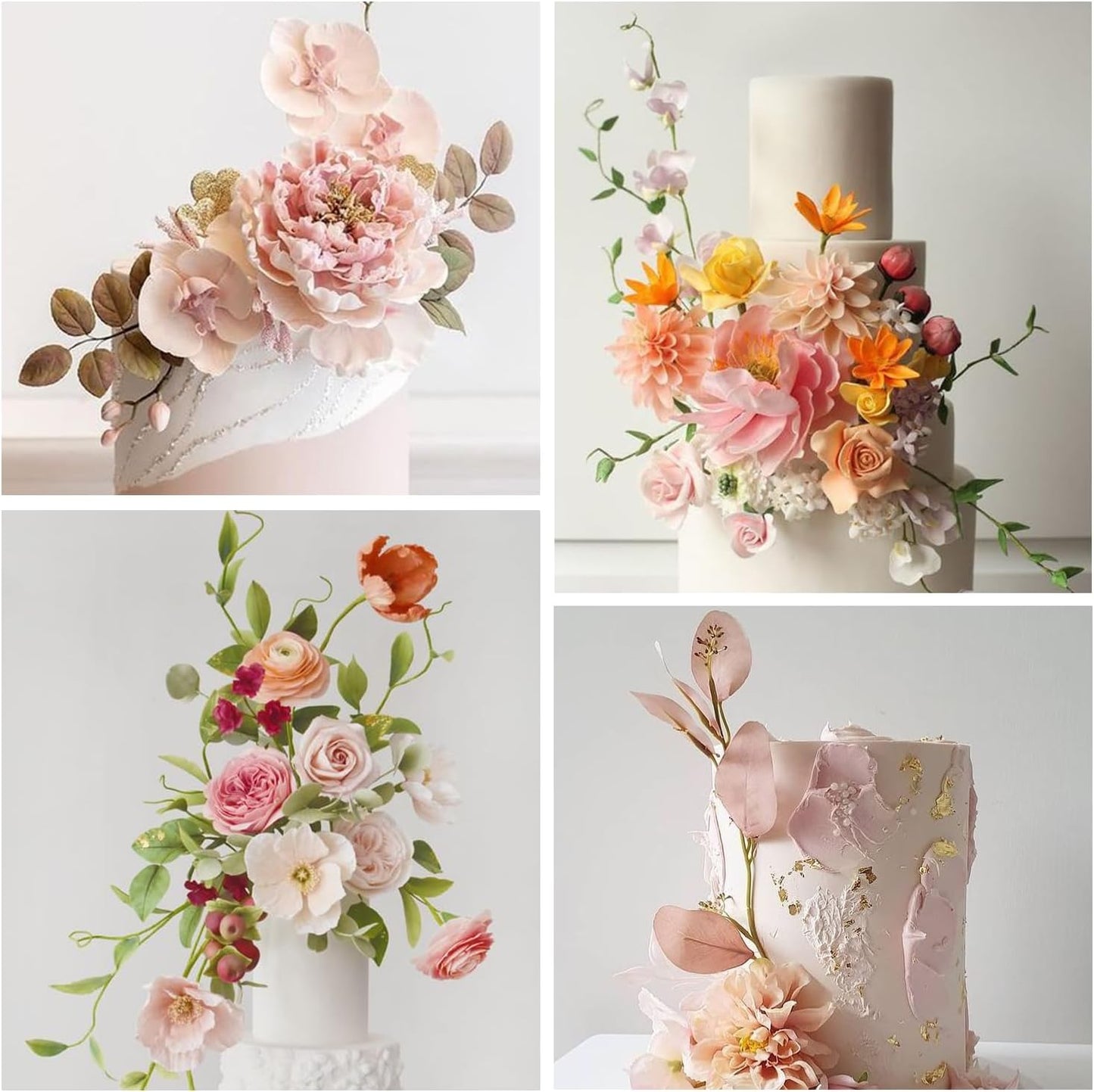 KALAIEN 6 Set Gumpaste & Fondant Flower Cookie Cutter Set - 18pcs for Wedding & Birthday Cake Decorating