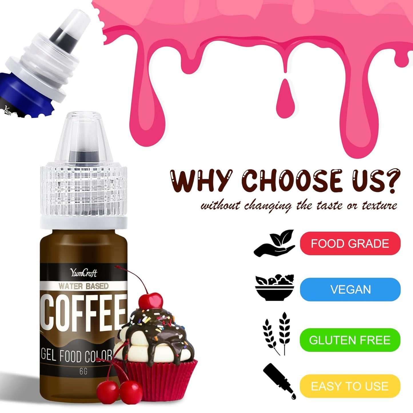 Food Coloring Gel - Vibrant Color Gel Food Coloring for Cake Decorating, Baking, Easter Egg, Icing - Tasteless Food Color Dye for Fondant, Cooking, Slime, Airbrush (Black, 5.3oz)