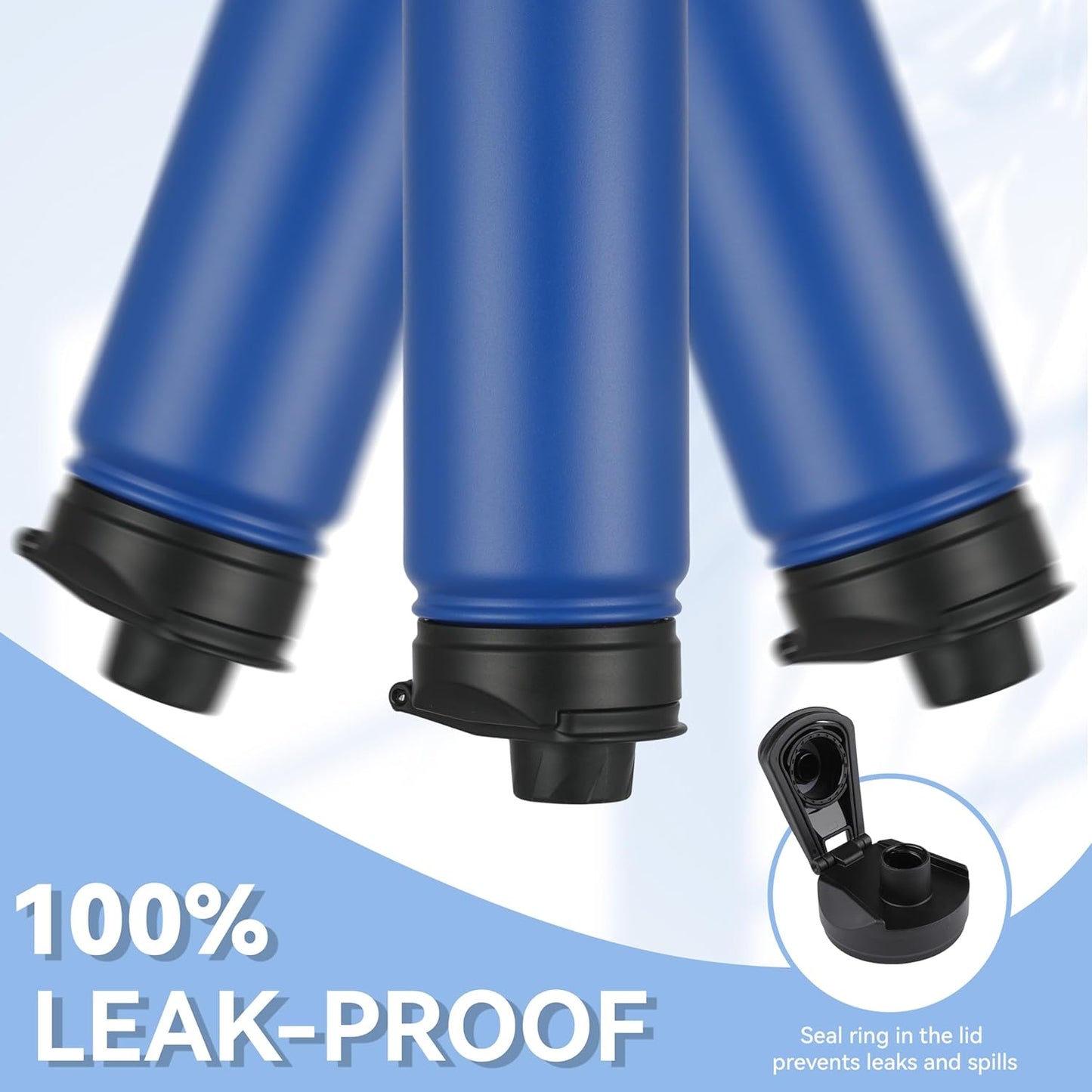 HASLE OUTFITTERS Insulated Water Bottle 22 oz Double Wall Stainless Steel Water Bottle Wide Mouth with Straw Lid & Spout Lid Keeps Cold or Hot(Royal Blue,1)