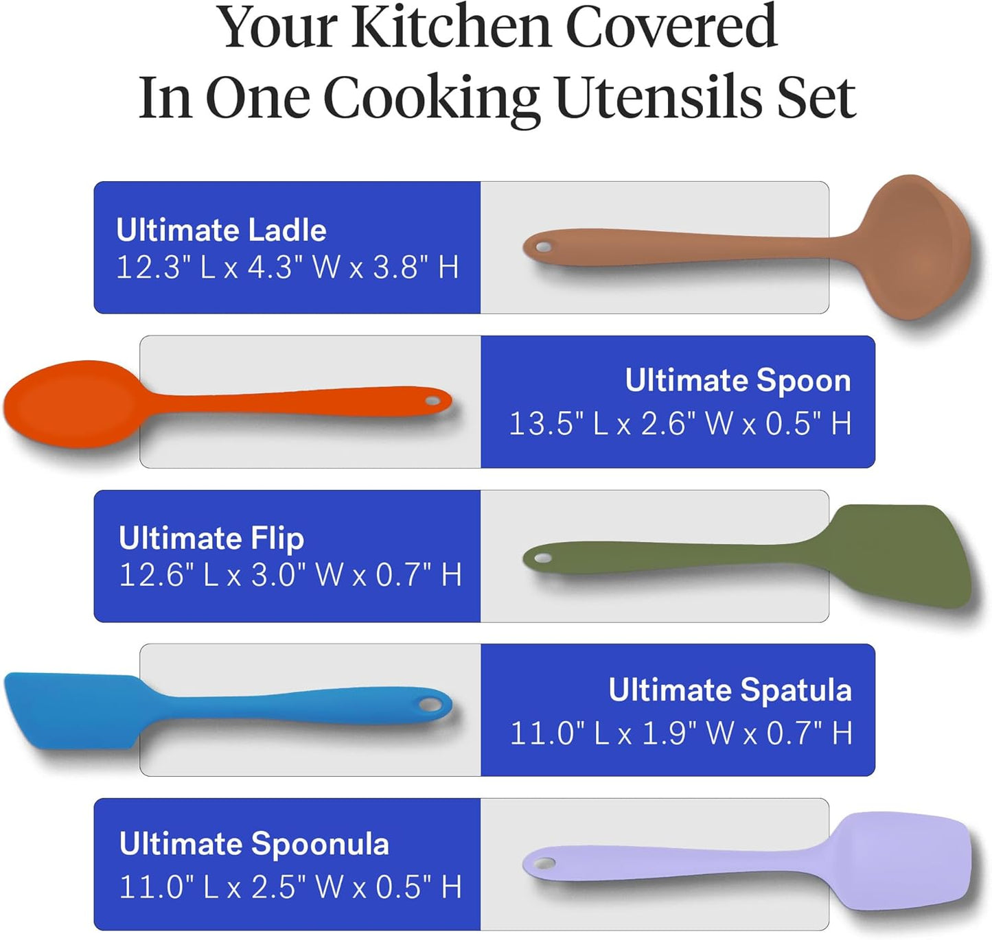 GIR: Get It Right Spatula Set for Cooking - 5-Piece Mediterranean Color - Heat Resistant to 425°F & No-Scratch on Nonstick Cookware - Dishwasher-Friendly Cooking Utensils & Silicone Spatulas