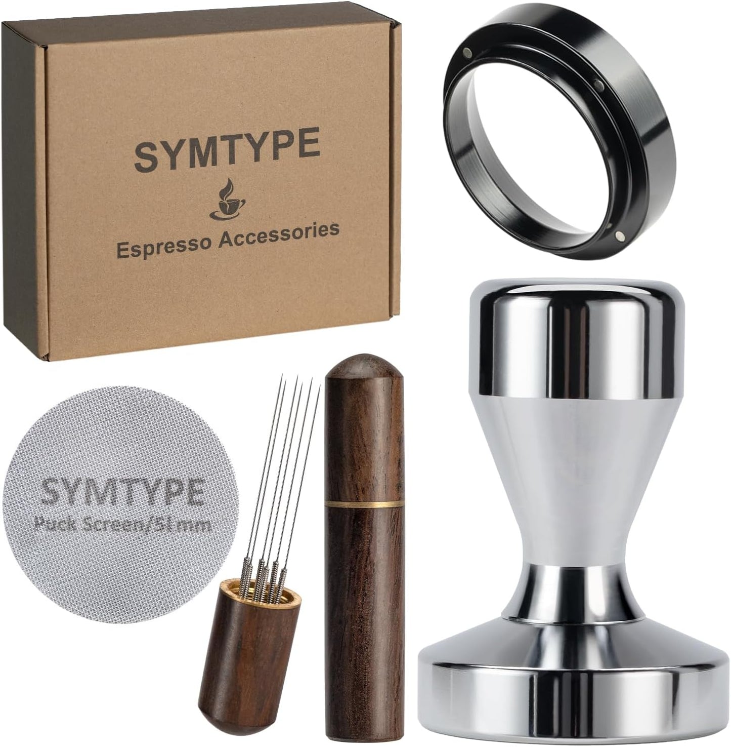 Espresso Accessories Kit 51mm Tamper: Espresso Tamper Set, Coffee Tamper Espresso Tools with WDT Tool, Puck Screen, Dosing Funnel | Espresso Kit Espresso Machine Accessories Fit 51mm Portafilters