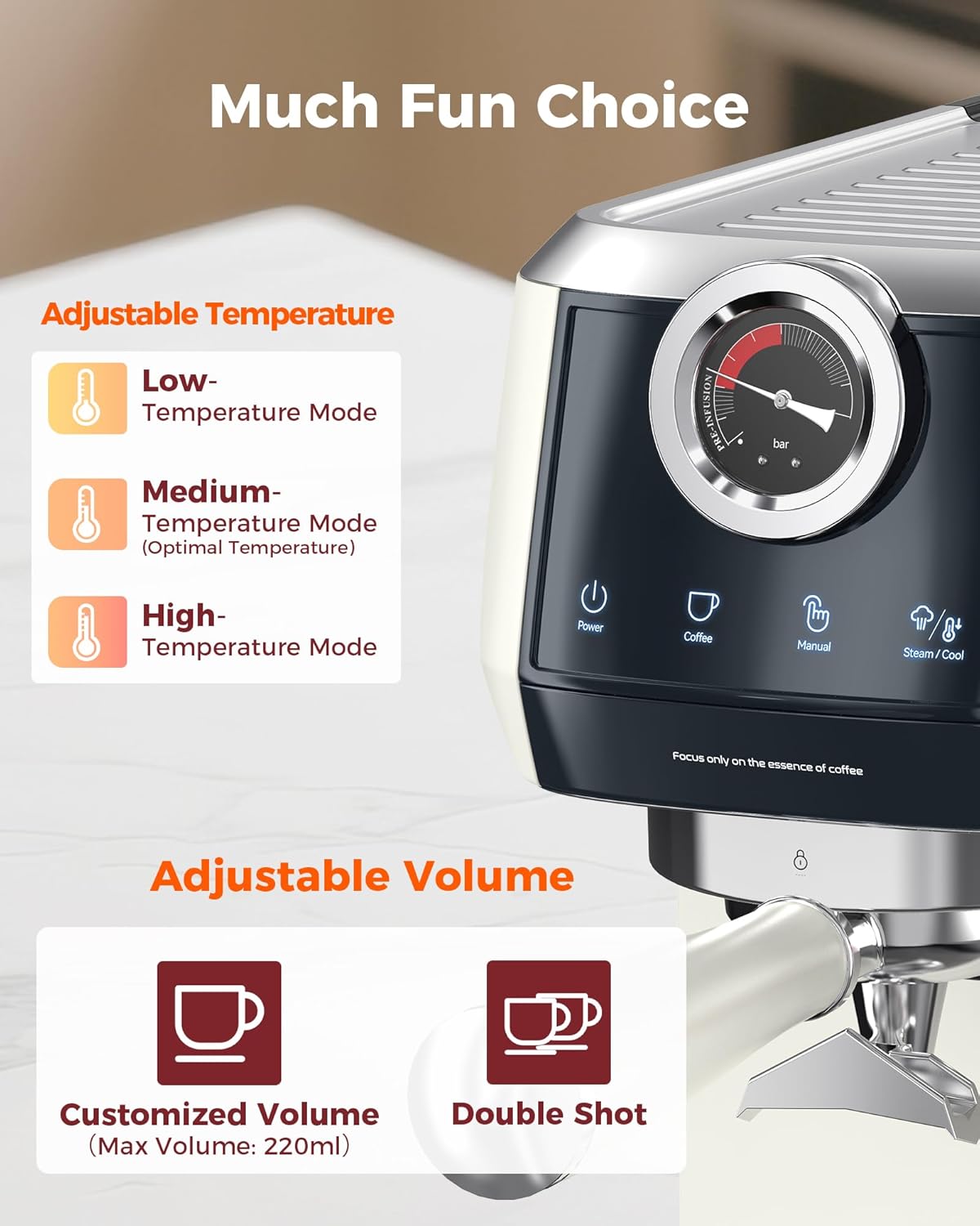 Tuni E2 58mm Espresso Machine 20Bar, Dual Boiler Espresso Maker with 10mm Steam Milk Frother, Semi-automatic Coffee Machine with UKLA Pump for Espresso,Cappuccino, Gift for Coffee Lover