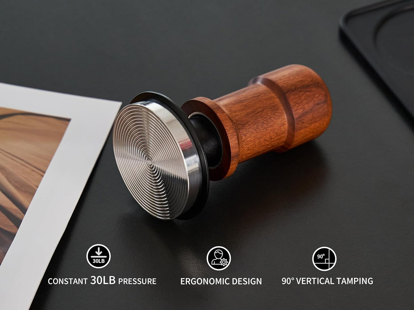 53.3mm Espresso Tamper,Premium Barista Coffee Tamper with Constant 30lb Calibrated Spring Loaded,Stainless Steel Base and Mahogany Hand,Fits for All 53mm54mm Portafilters,Espresso Accessories