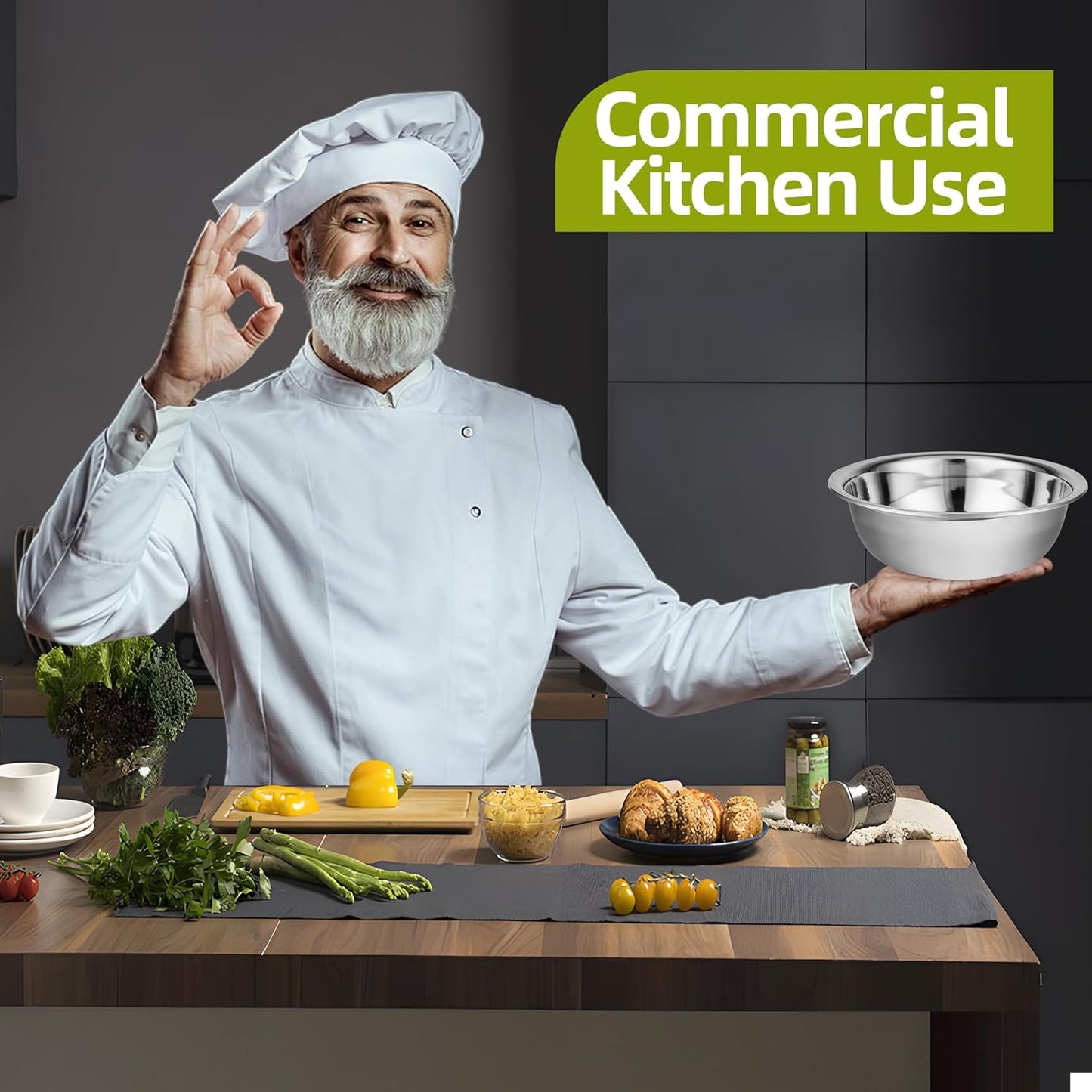 12 Pack 9.45 x 2.68 Inch Stainless Steel Mixing Bowls for Bulk Food Prep with Nesting Design for Hotel Restaurant and Home Kitchen Cooking in Silver